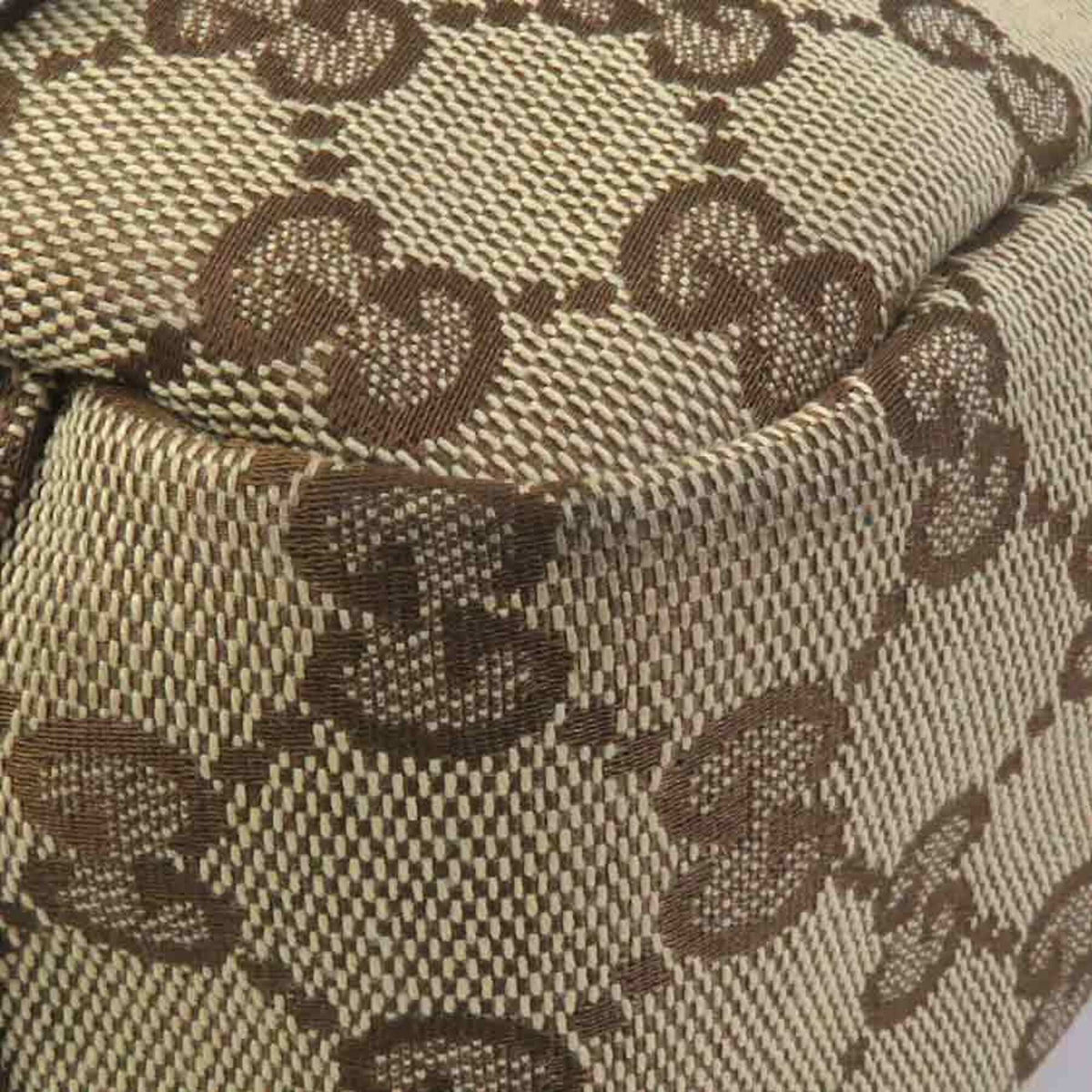 Gucci Brown Ivory Gg Canvas Leather Shoulder Bag (Pre-Owned)