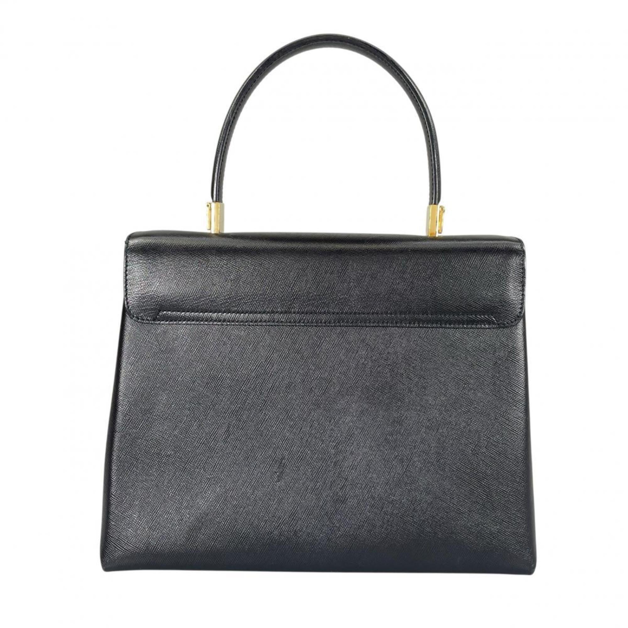 Salvatore Ferragamo Black Leather Handbag Shoulder Bag (Pre-Owned)