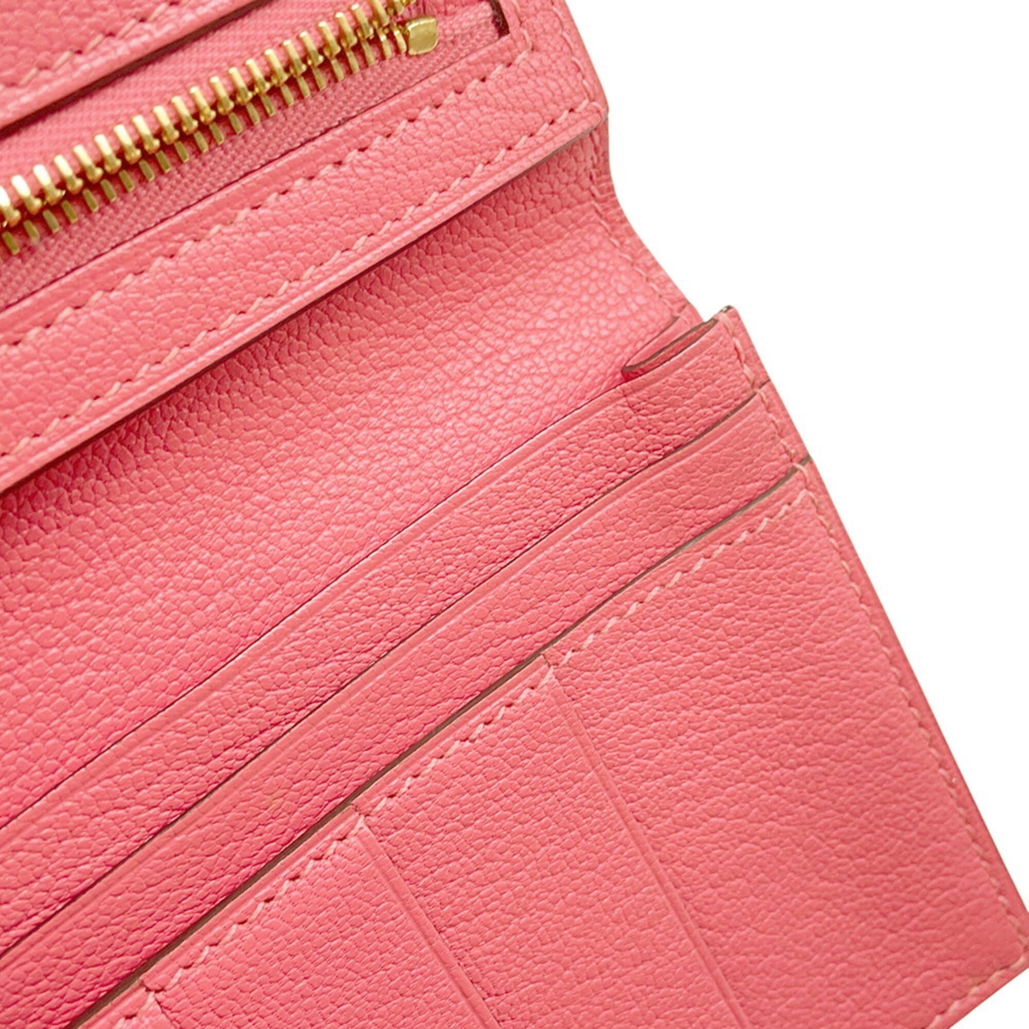 Hermes Pink Chevre Myzore Leather Long Wallet (Bi-Fold) (Pre-Owned)