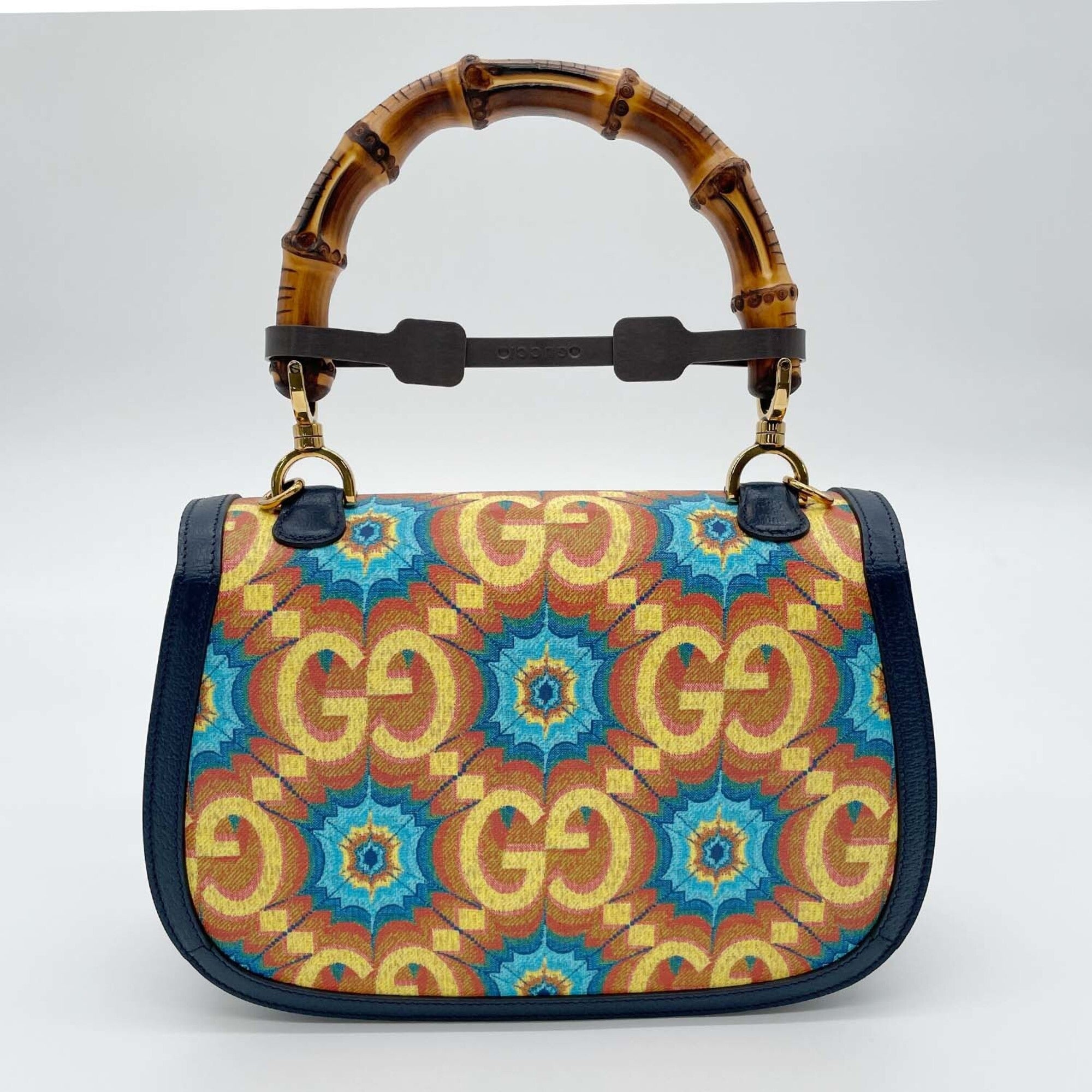 Gucci Blue Pvc Leather Handbag (Pre-Owned)