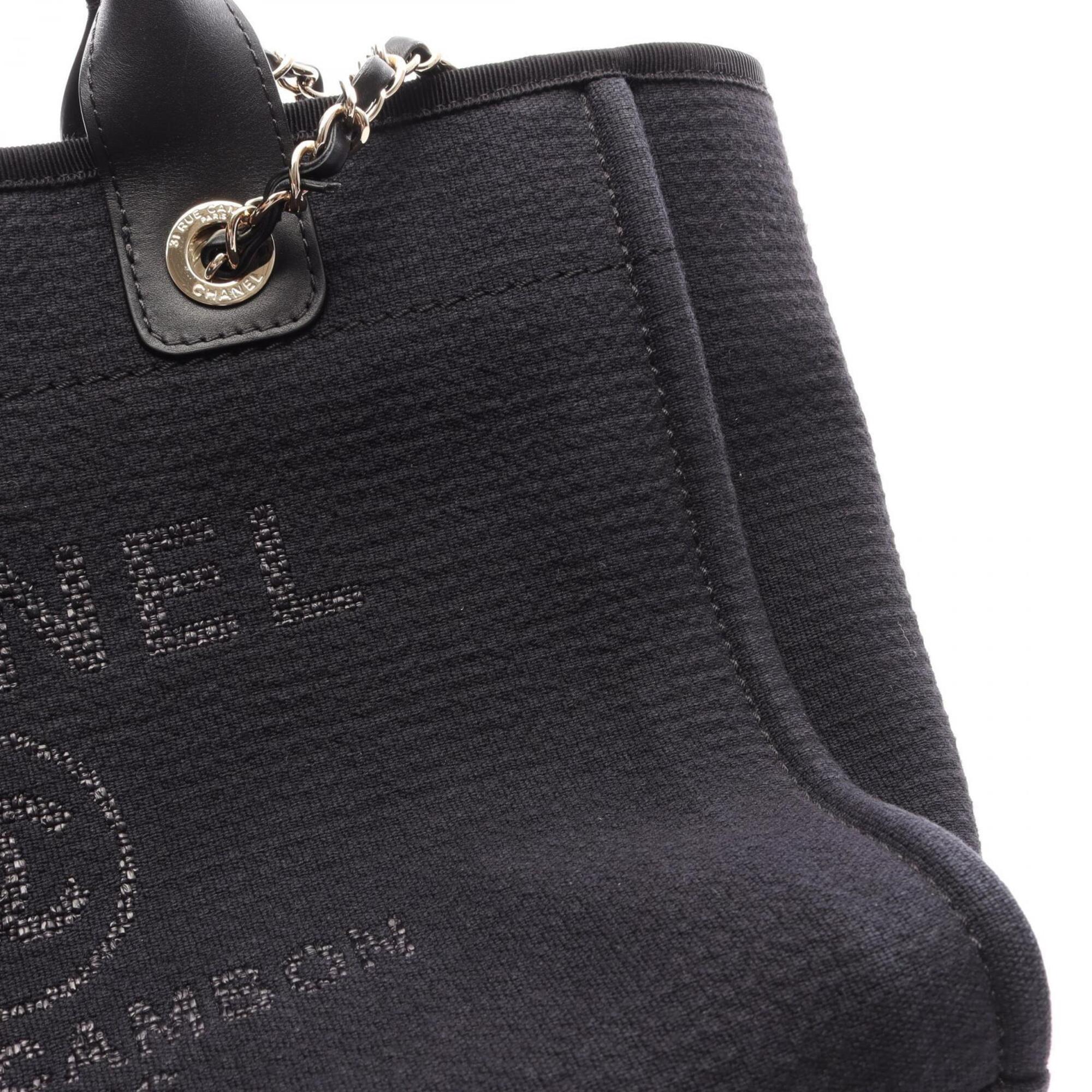 Chanel Black Canvas Leather Handbag Pouch Tote Bag (Pre-Owned)