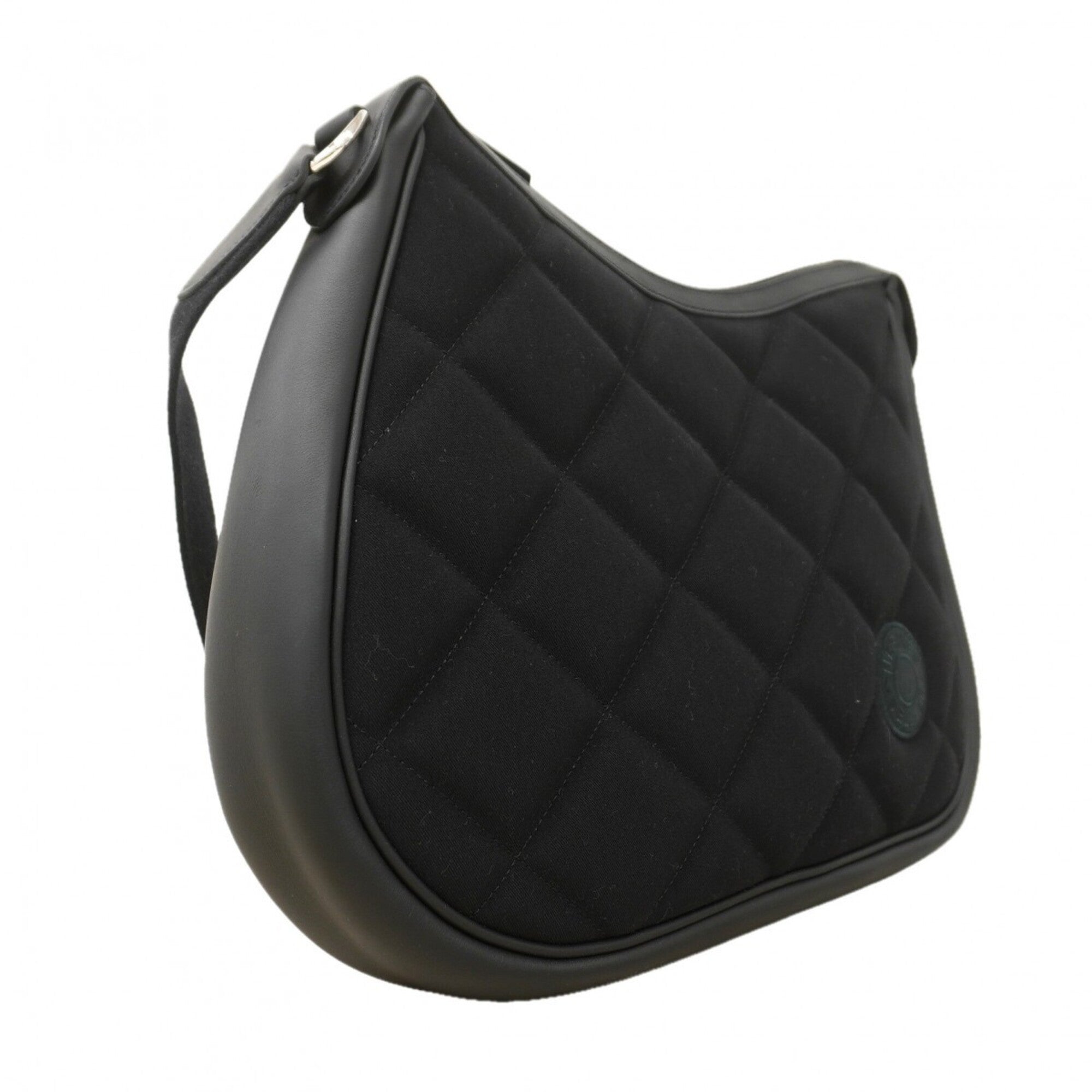 Hermes Black Swift Leather Cotton Shoulder Bag (Pre-Owned)