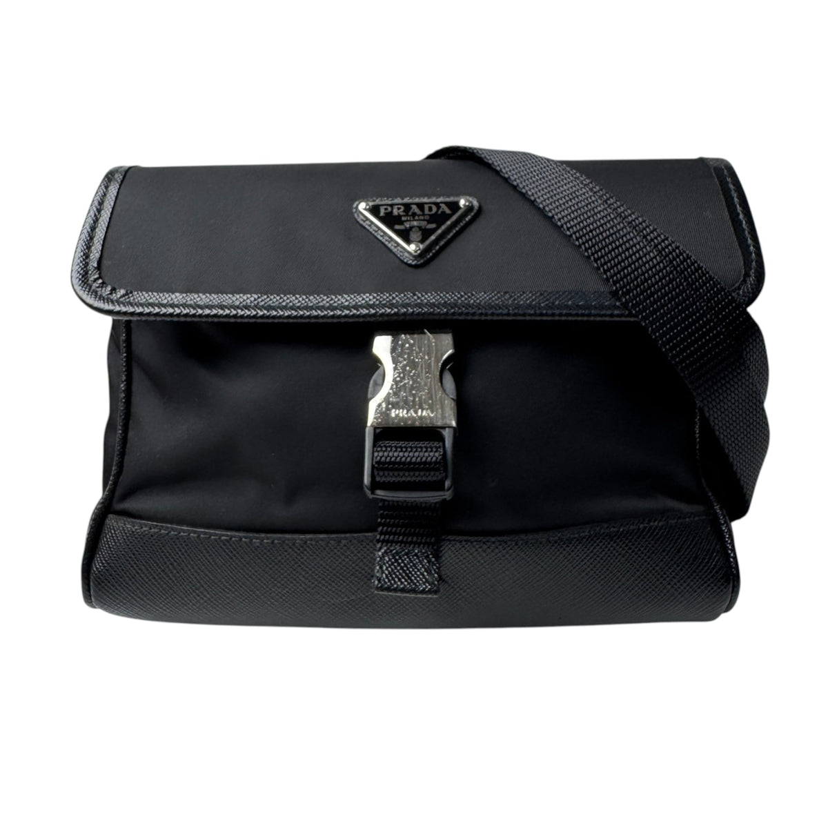 Prada Black Nylon Leather Shoulder Bag (Pre-Owned)
