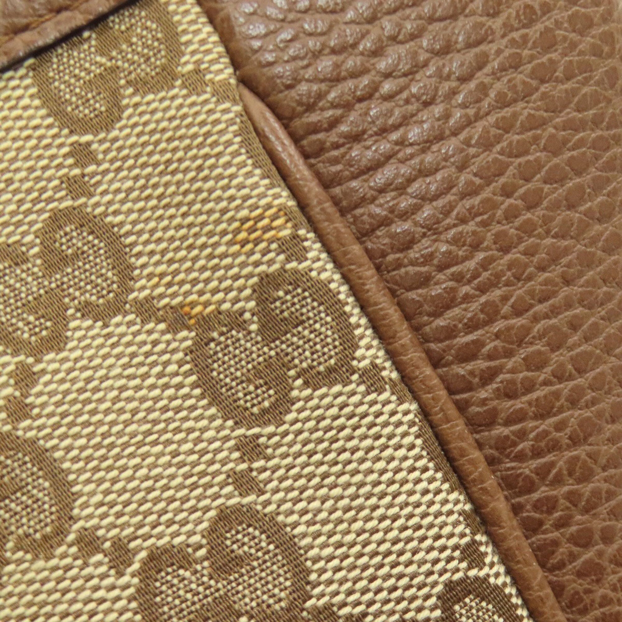 Gucci Brown Canvas Leather Handbag (Pre-Owned)