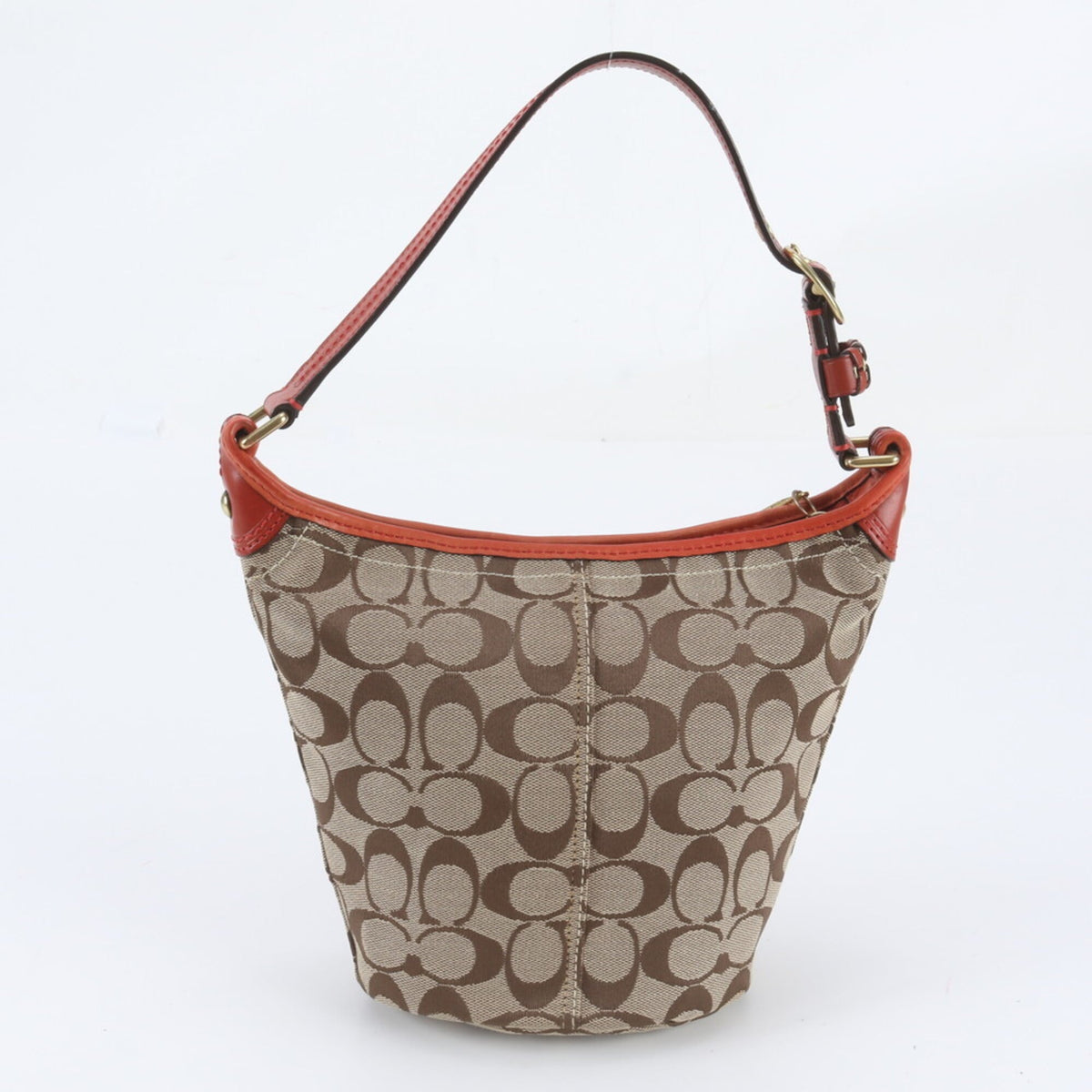 Coach Beige Leather Canvas Handbag Shoulder Bag (Pre-Owned)