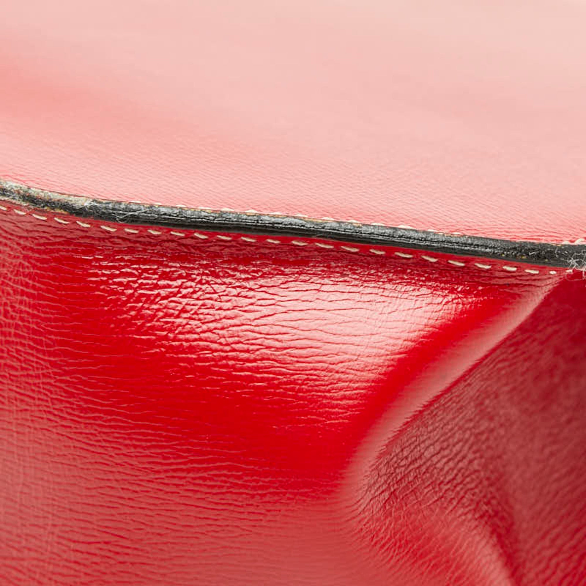 Christian Dior Red Color Leather Handbag Shoulder Bag (Pre-Owned)
