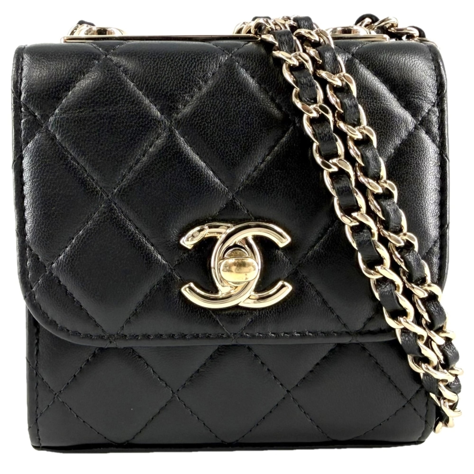 Chanel Black White Leather Shoulder Bag (Pre-Owned)