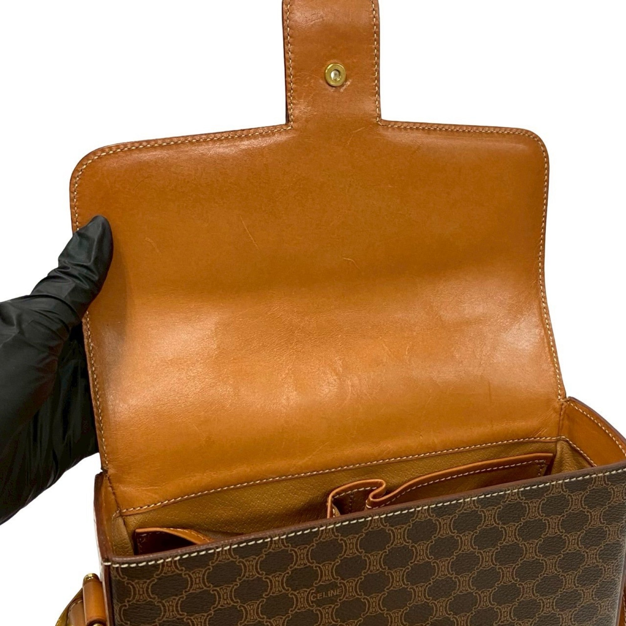 Celine Brown Leather Pvc Pochette Shoulder Bag (Pre-Owned)