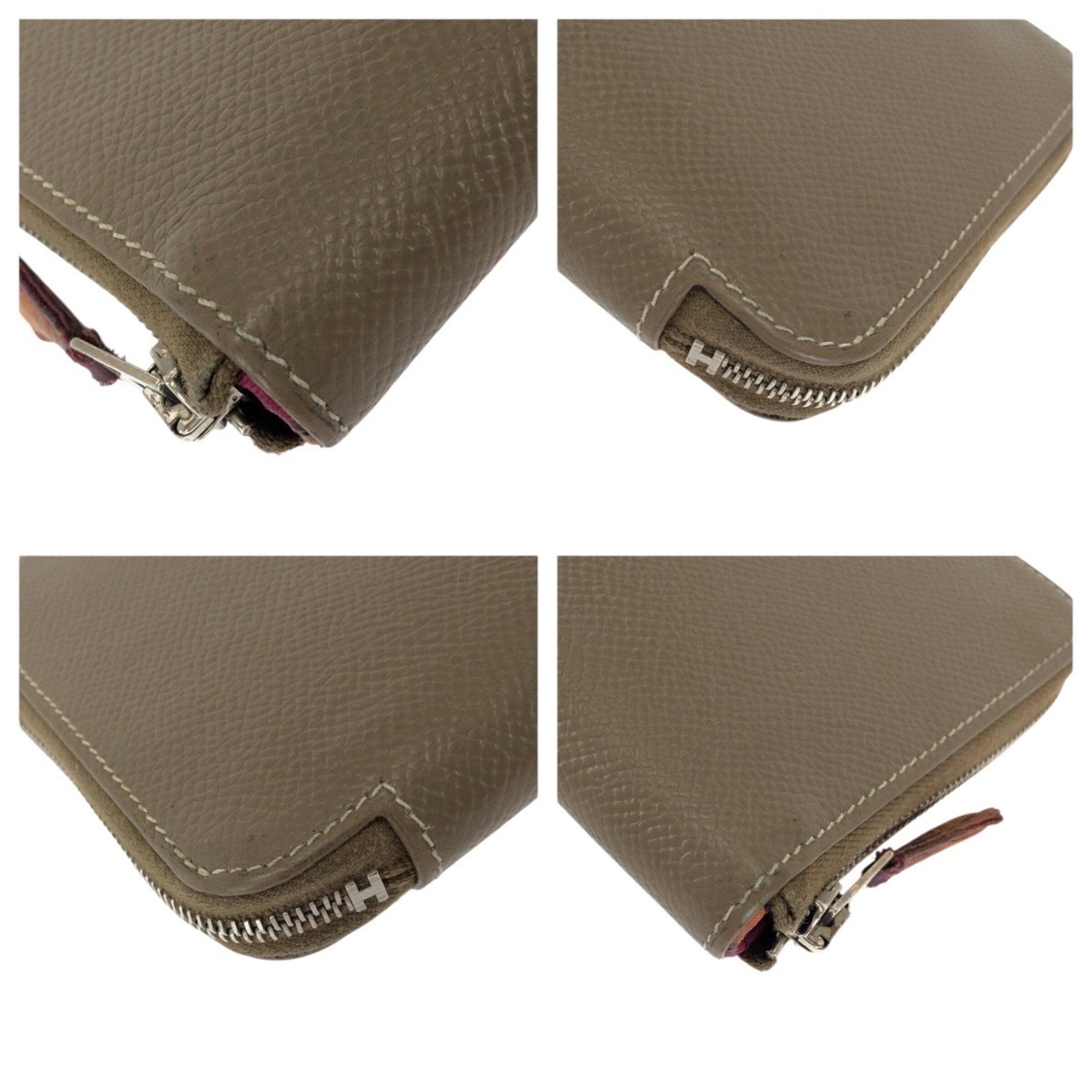 Hermes Beige Etoupe Gray Epsom Leather Long Wallet (Bi-Fold) (Pre-Owned)