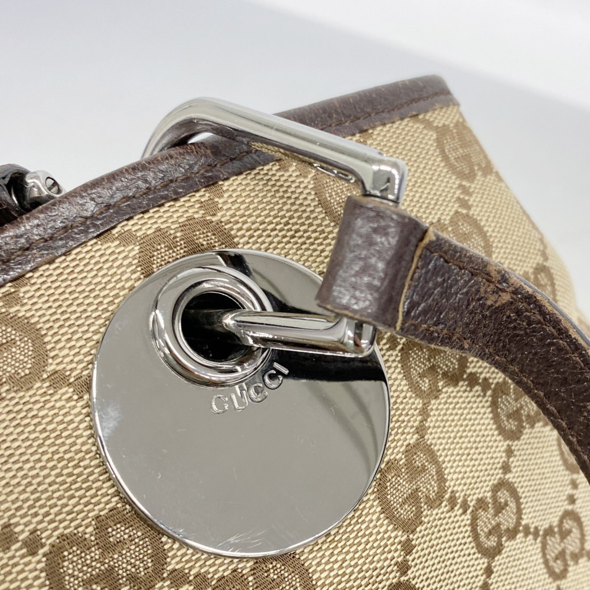 Gucci Beige Brown Canvas Tote Bag (Pre-Owned)