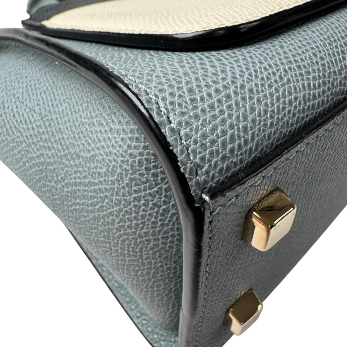 Valextra Beige Black Gray Leather Shoulder Bag Tote Bag (Pre-Owned)