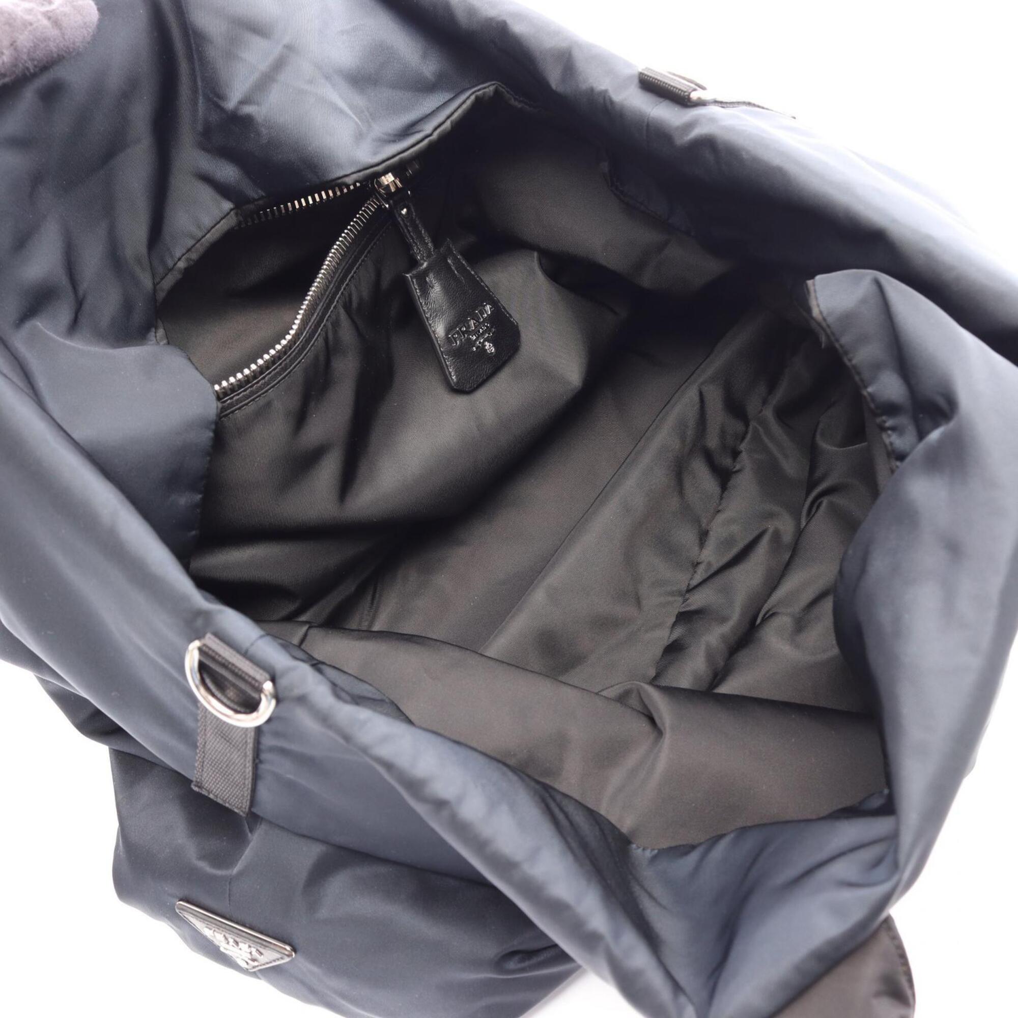 Prada Black Navy Nylon Handbag Tote Bag (Pre-Owned)