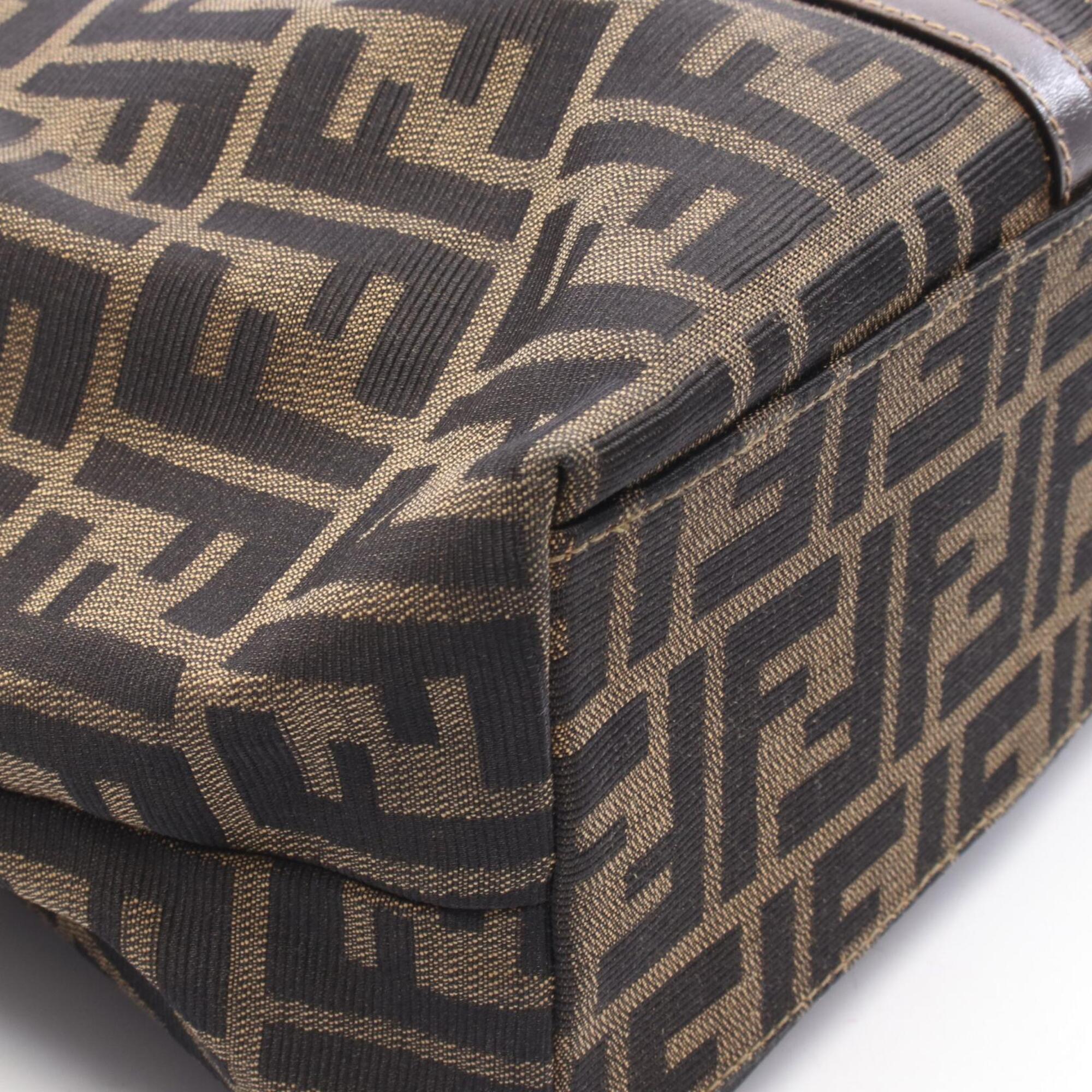 Fendi Brown Canvas Leather Handbag Shoulder Bag (Pre-Owned)