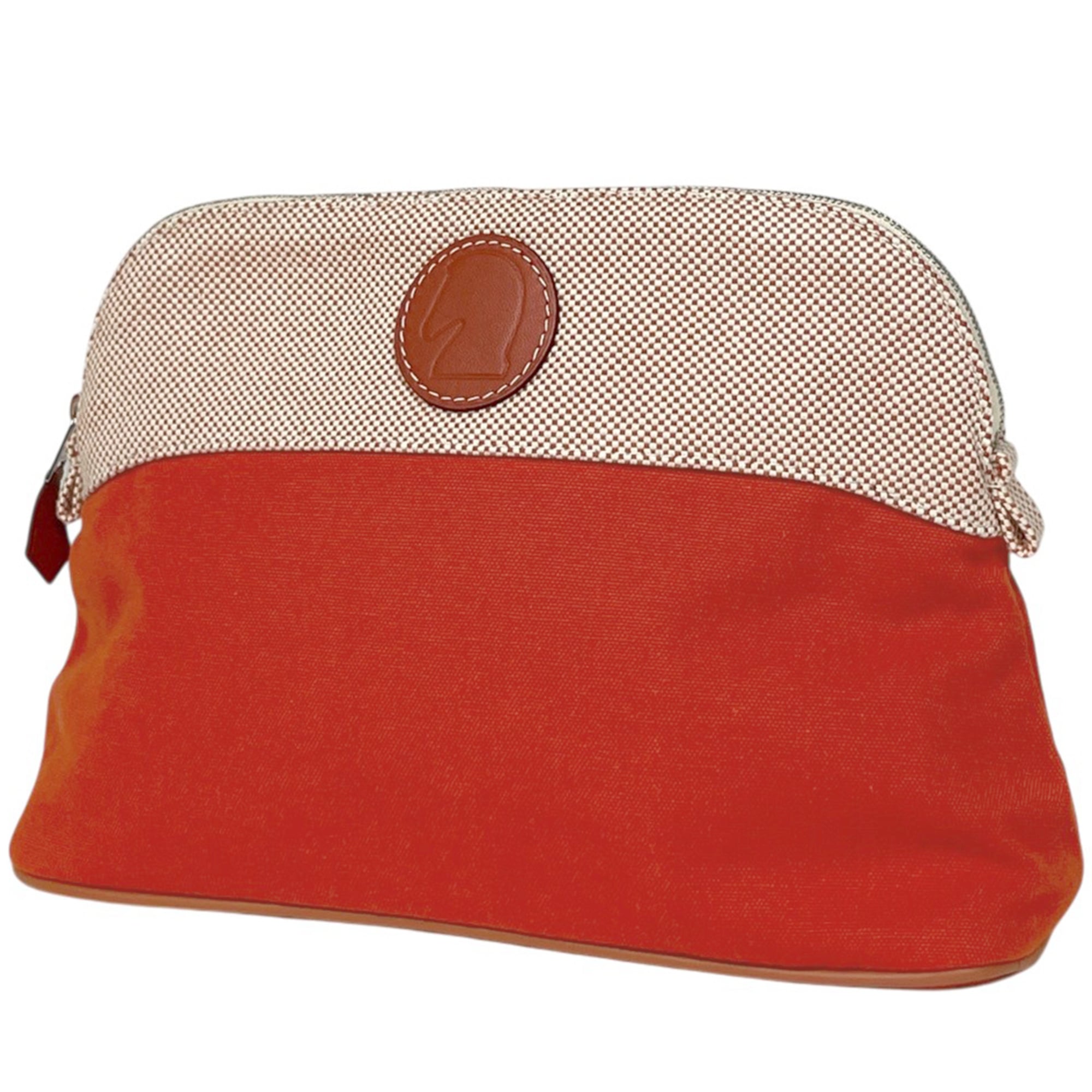 Hermes Bolide Red Color Canvas Pouch (Pre-Owned)