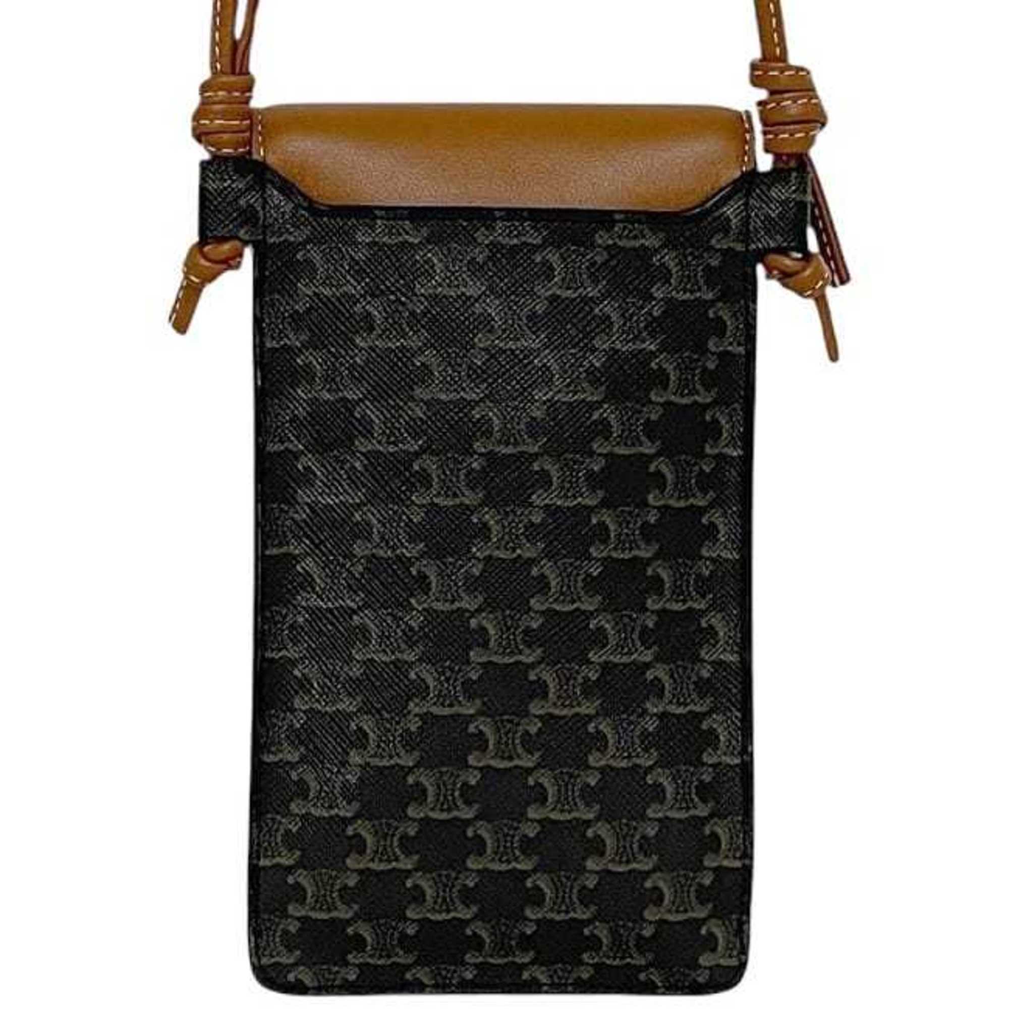 Celine Black Brown Pvc Leather Pochette Shoulder Bag (Pre-Owned)