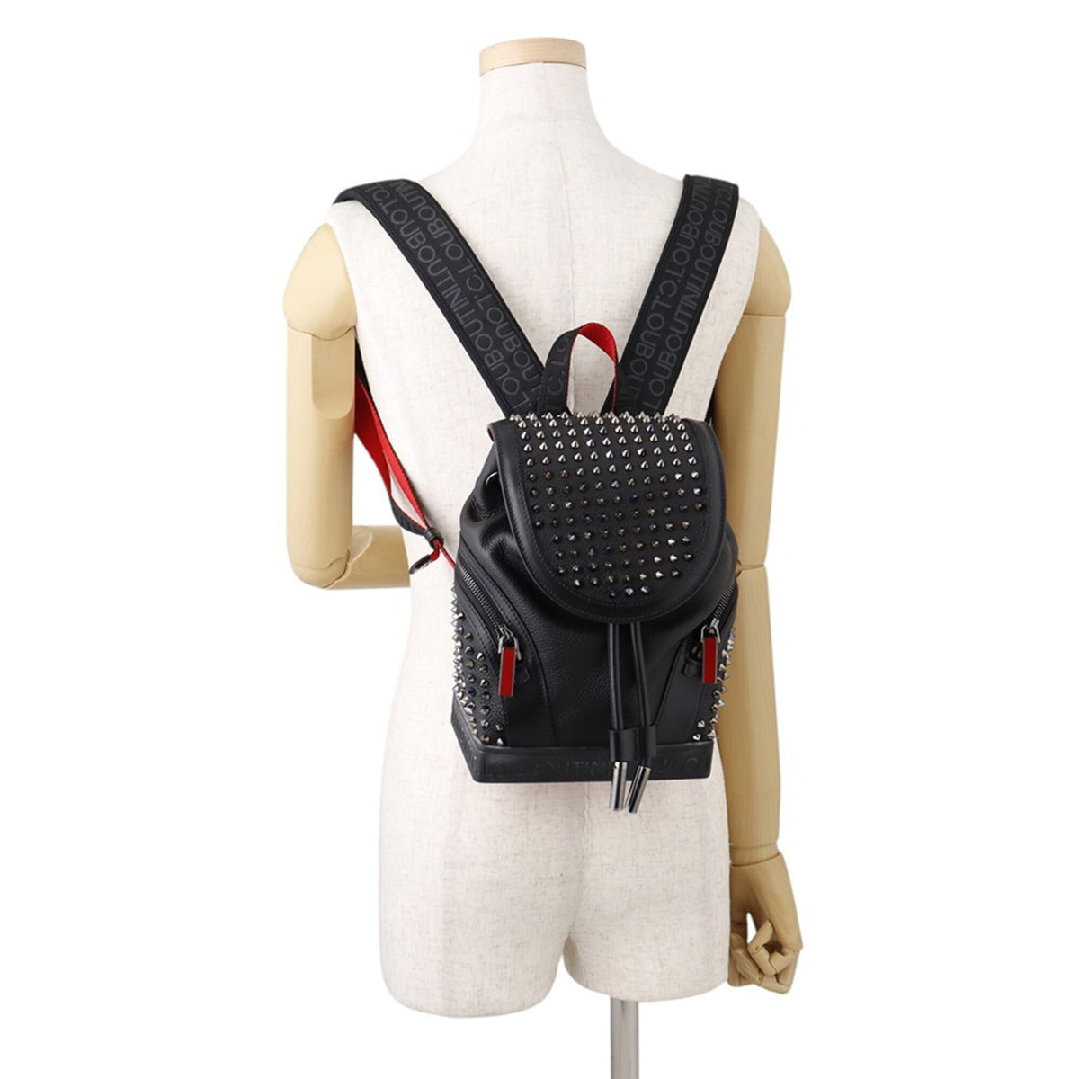 Christian Louboutin Black Red Color Leather Backpack (Pre-Owned)