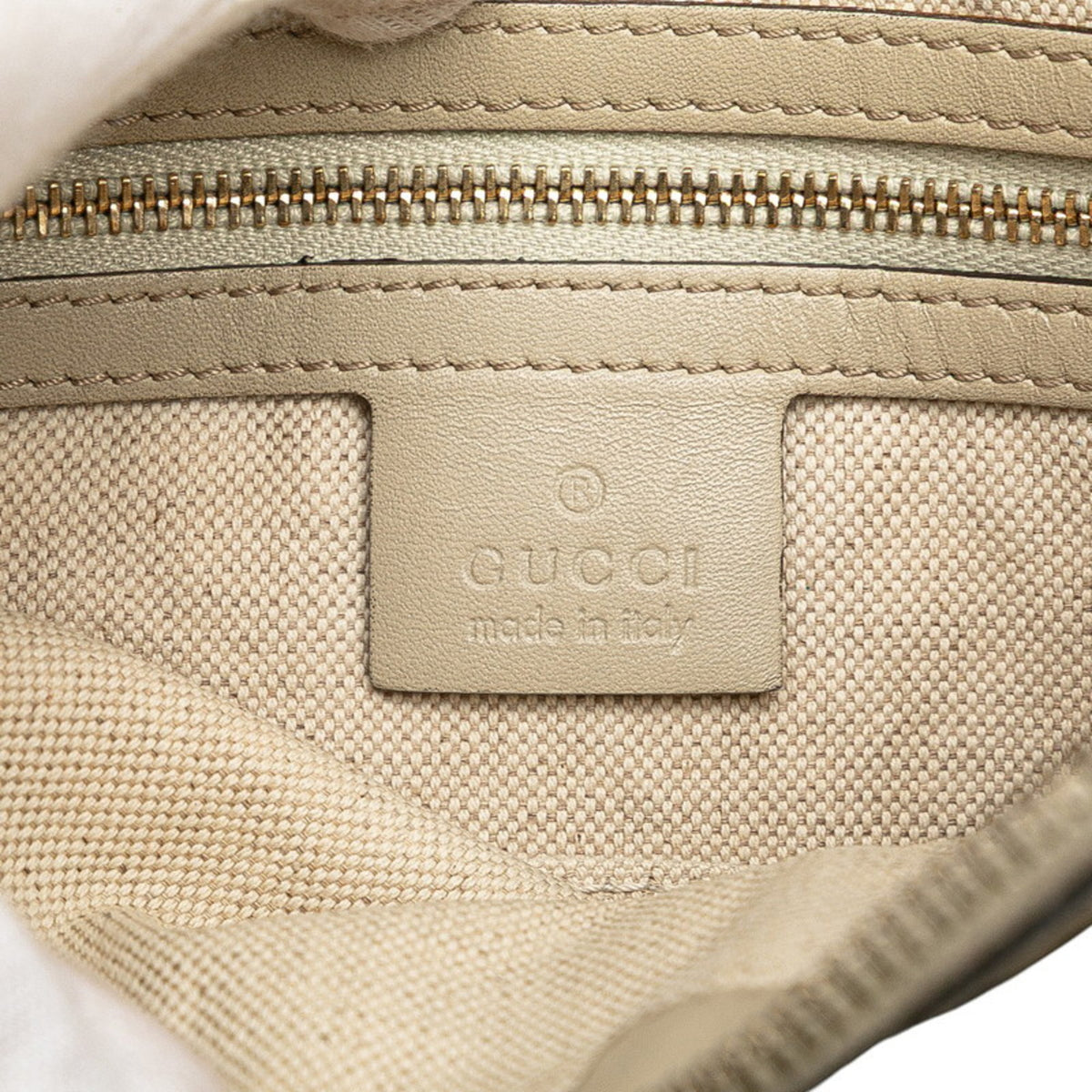 Gucci Gg Canvas Beige Gg Canvas Leather Shoulder Bag (Pre-Owned)