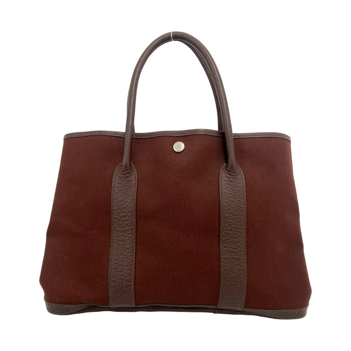 Hermes Brown Toile Officier Negonda Leather Tote Bag (Pre-Owned)