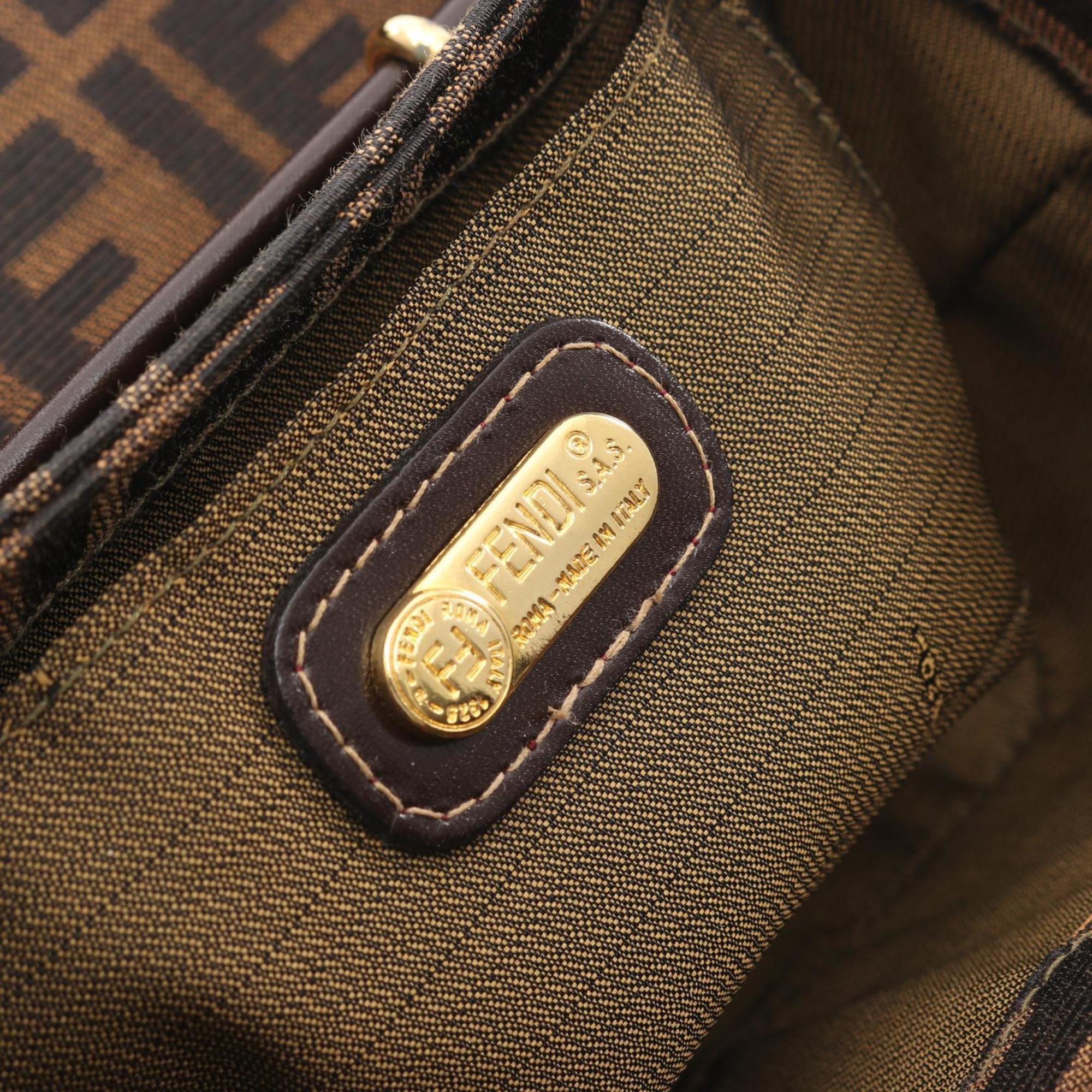 Fendi Brown Canvas Leather Handbag (Pre-Owned)