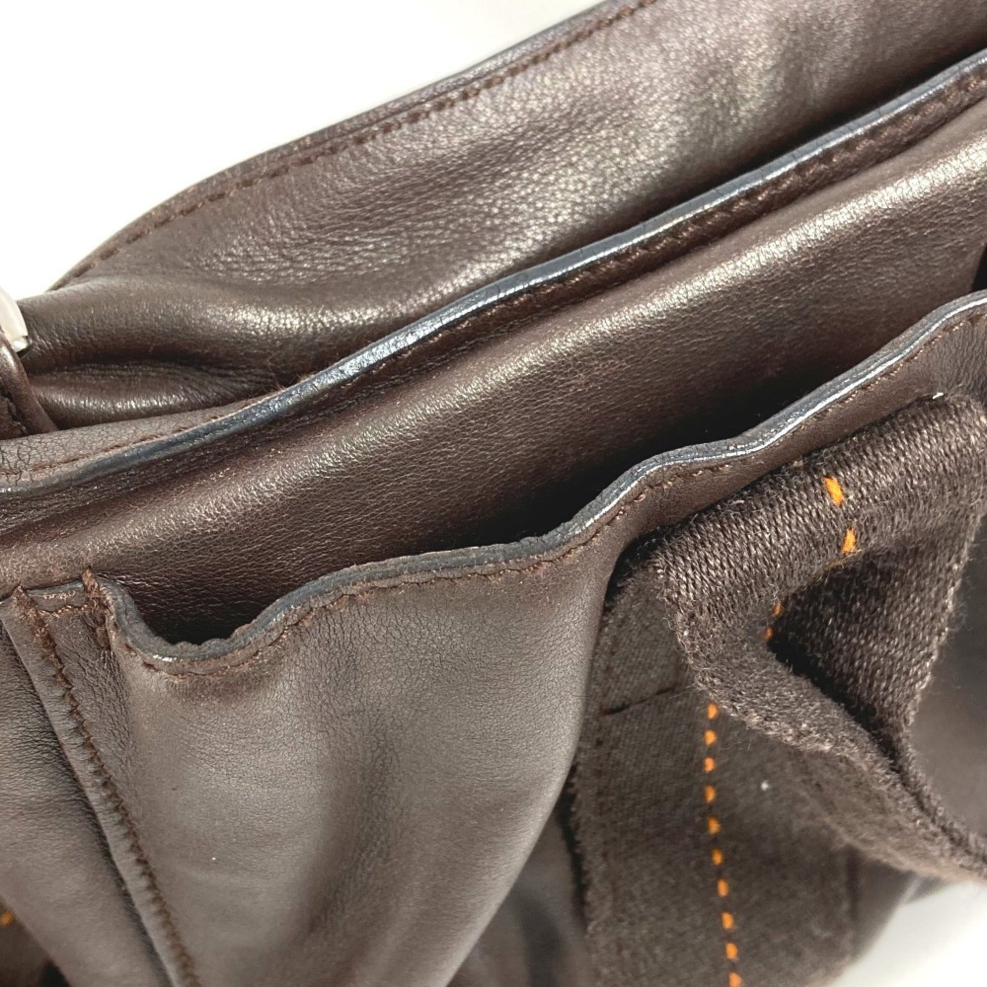 Hermes Caravan Horizontal Brown Orange Leather Handbag Shoulder Bag (Pre-Owned)