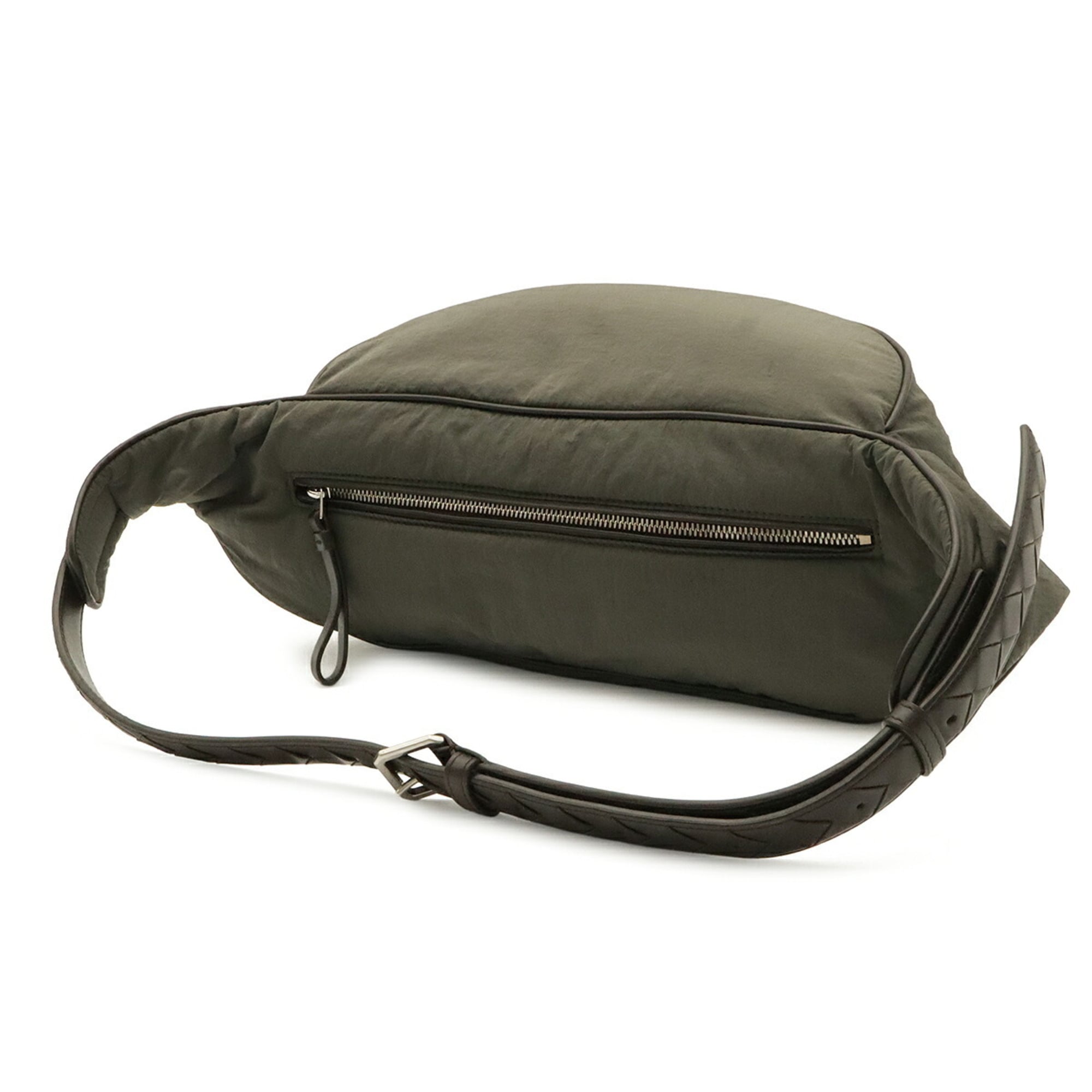 Bottega Veneta Black Gray Nylon Leather Pouch Sling Bag (Pre-Owned)