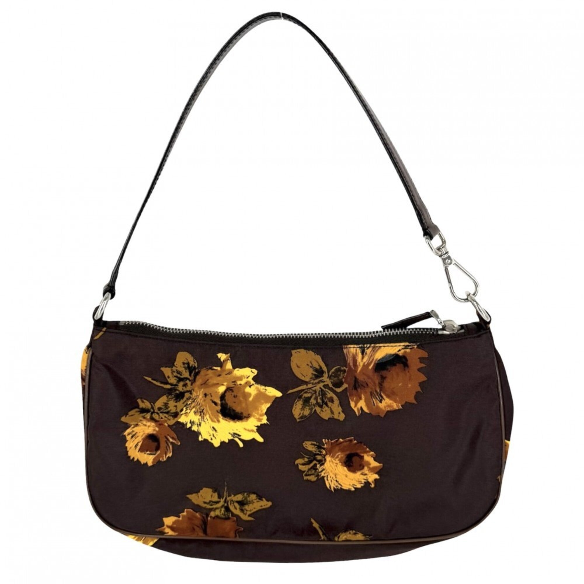 Prada Brown Yellow Nylon Leather Handbag (Pre-Owned)