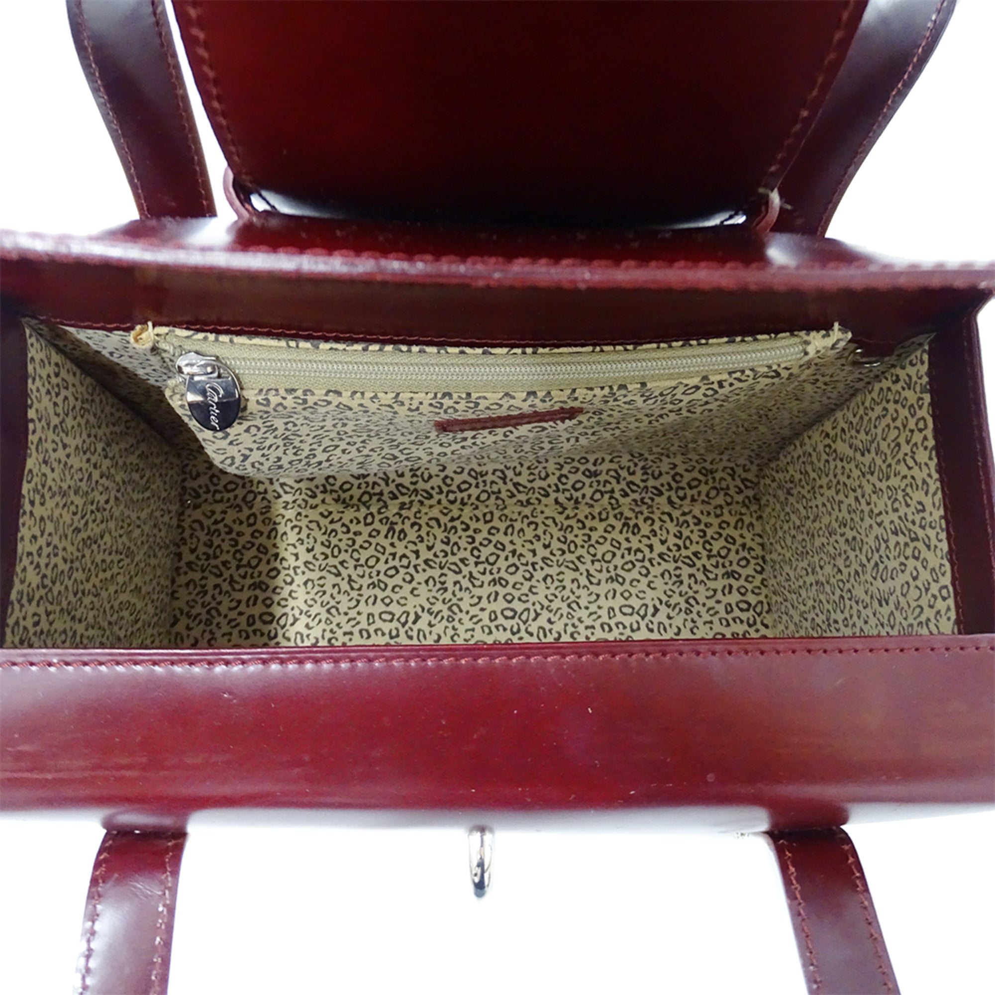 Cartier Panthère Bordeaux Patent Leather Handbag (Pre-Owned)