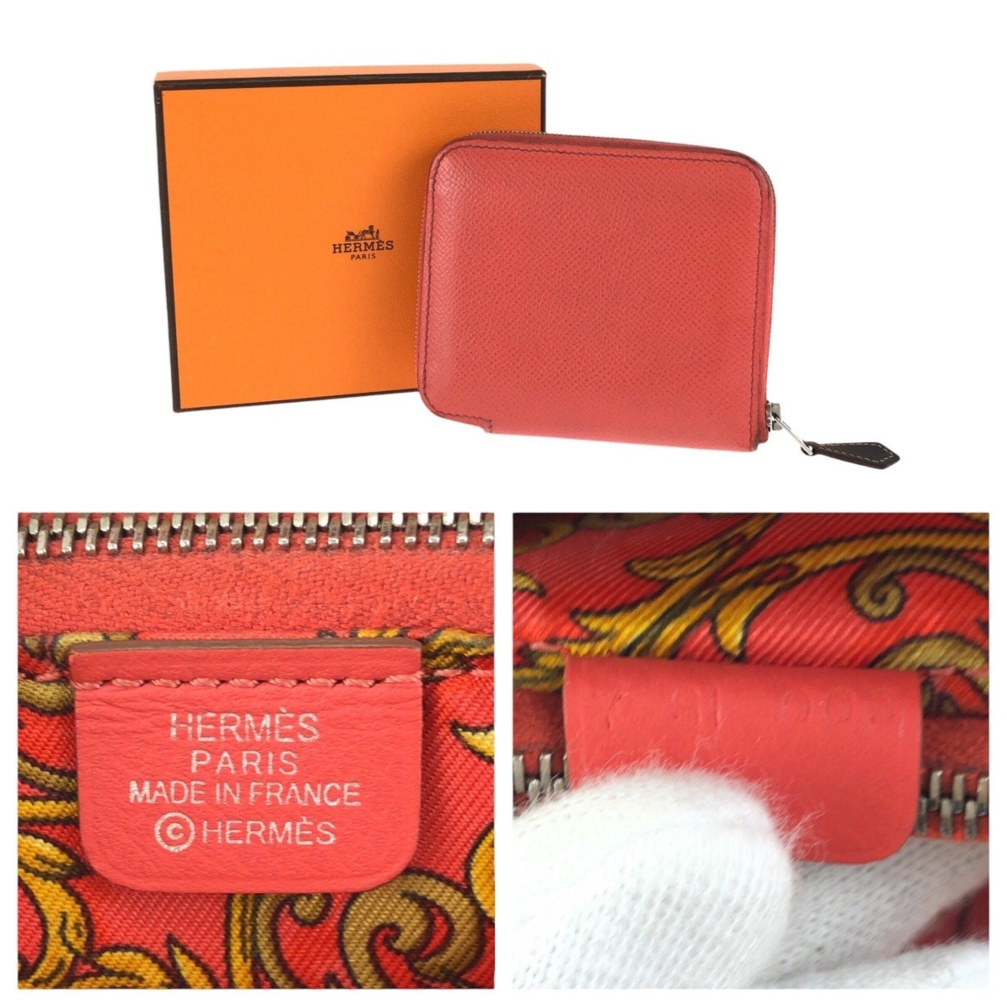 Hermes Orange Rose Jaipur Epsom Leather Coin Purse/Coin Case (Pre-Owned)