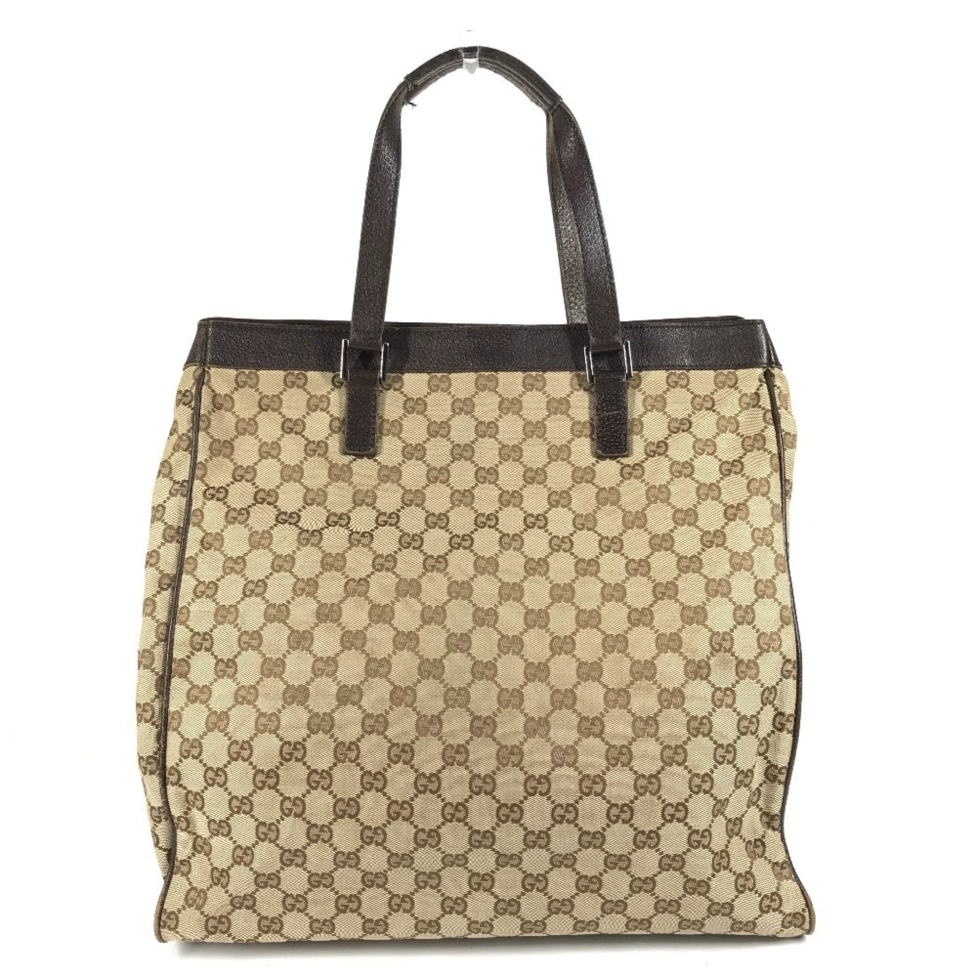 Gucci Beige Dark Brown Gg Canvas Shoulder Bag Tote Bag (Pre-Owned)