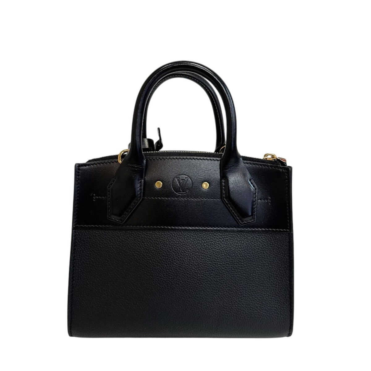 Louis Vuitton Black Leather Handbag Shoulder Bag (Pre-Owned)