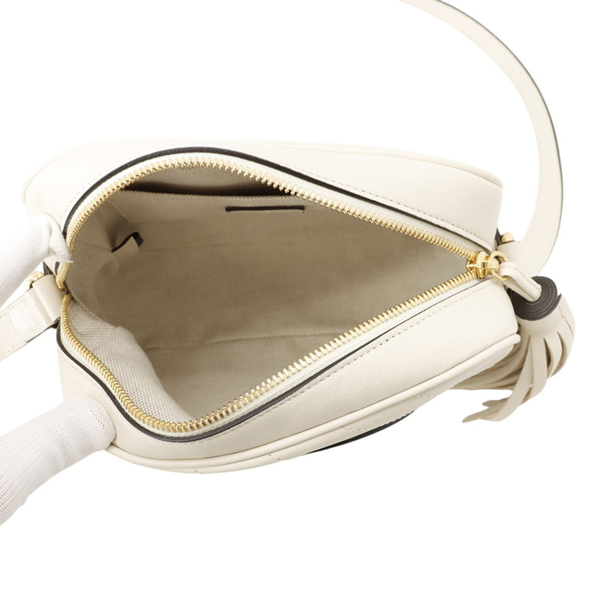 Gucci Ivory Leather Handbag Shoulder Bag (Pre-Owned)