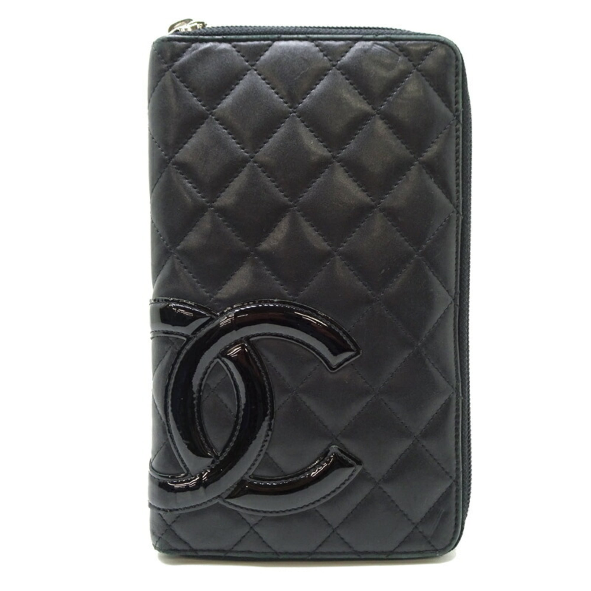 Chanel Black Leather Long Wallet (Bi-Fold) (Pre-Owned)