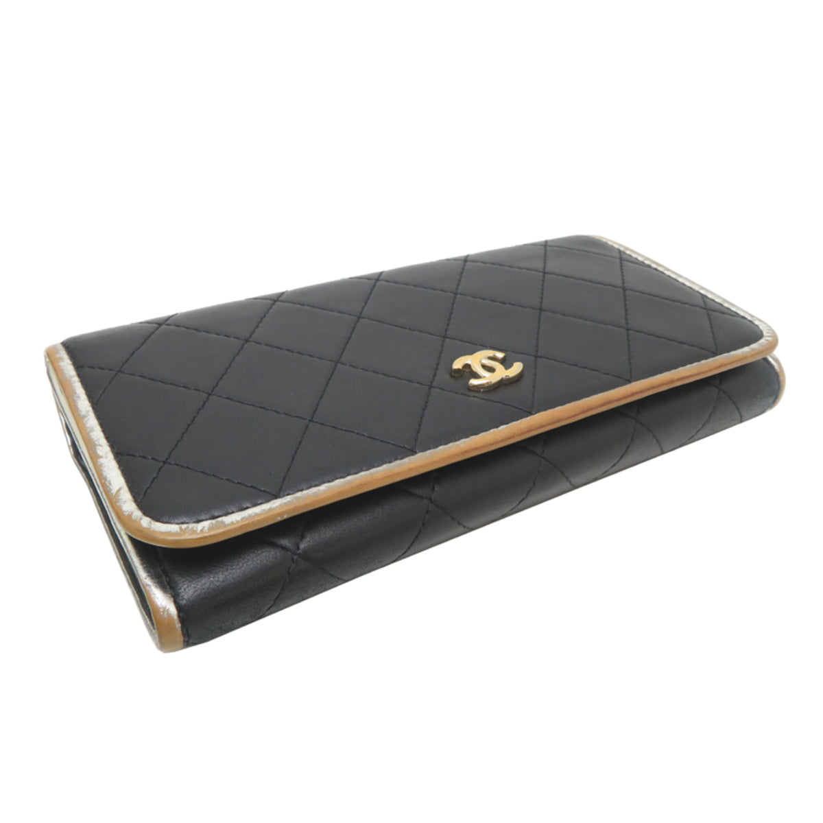 Chanel Black Leather Wallet (Bi-Fold) (Pre-Owned)