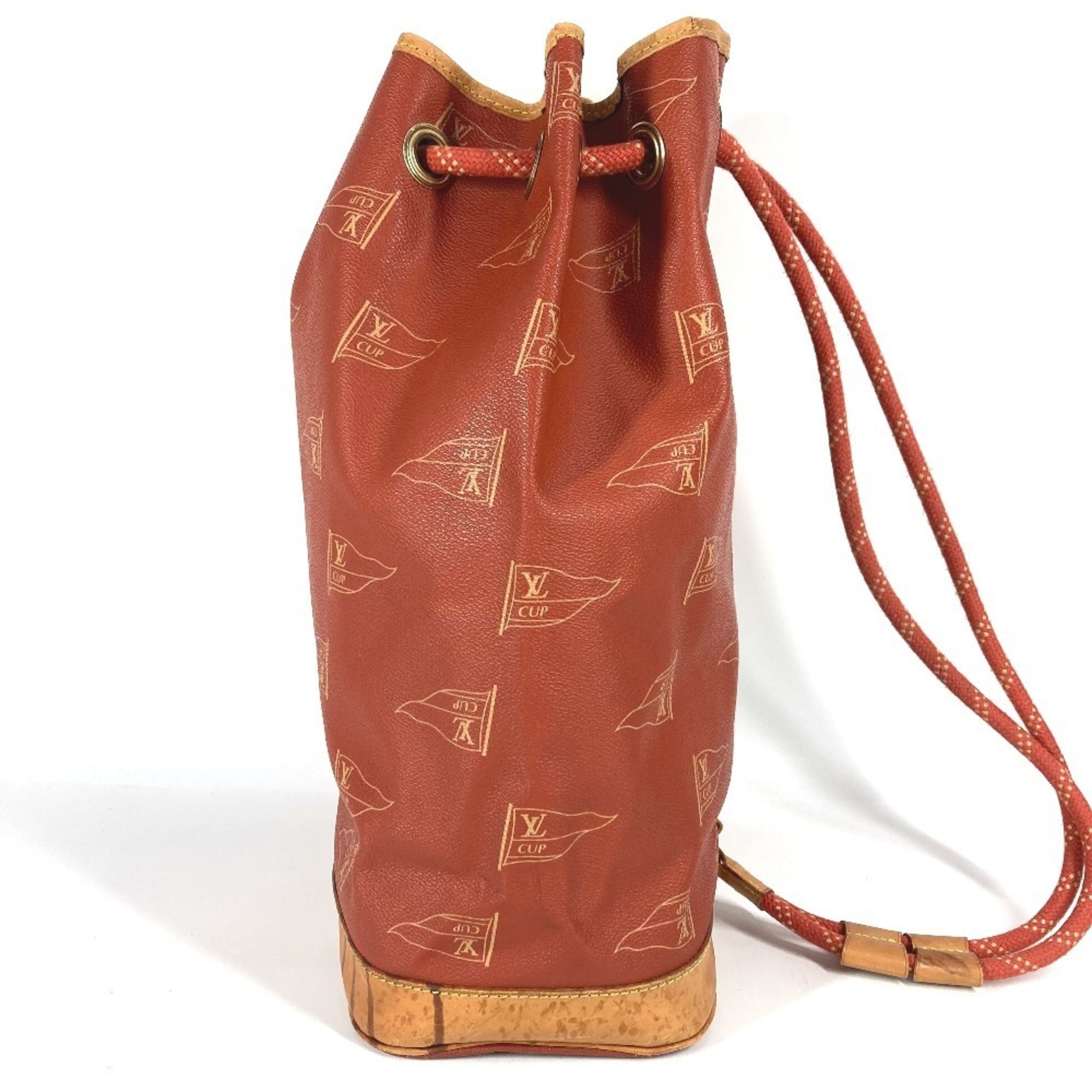 Louis Vuitton Orange Leather Canvas Shoulder Bag (Pre-Owned)