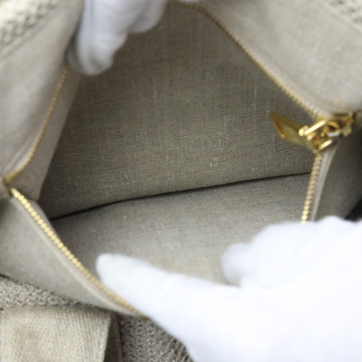 Prada Beige Canvas Tote Bag (Pre-Owned)