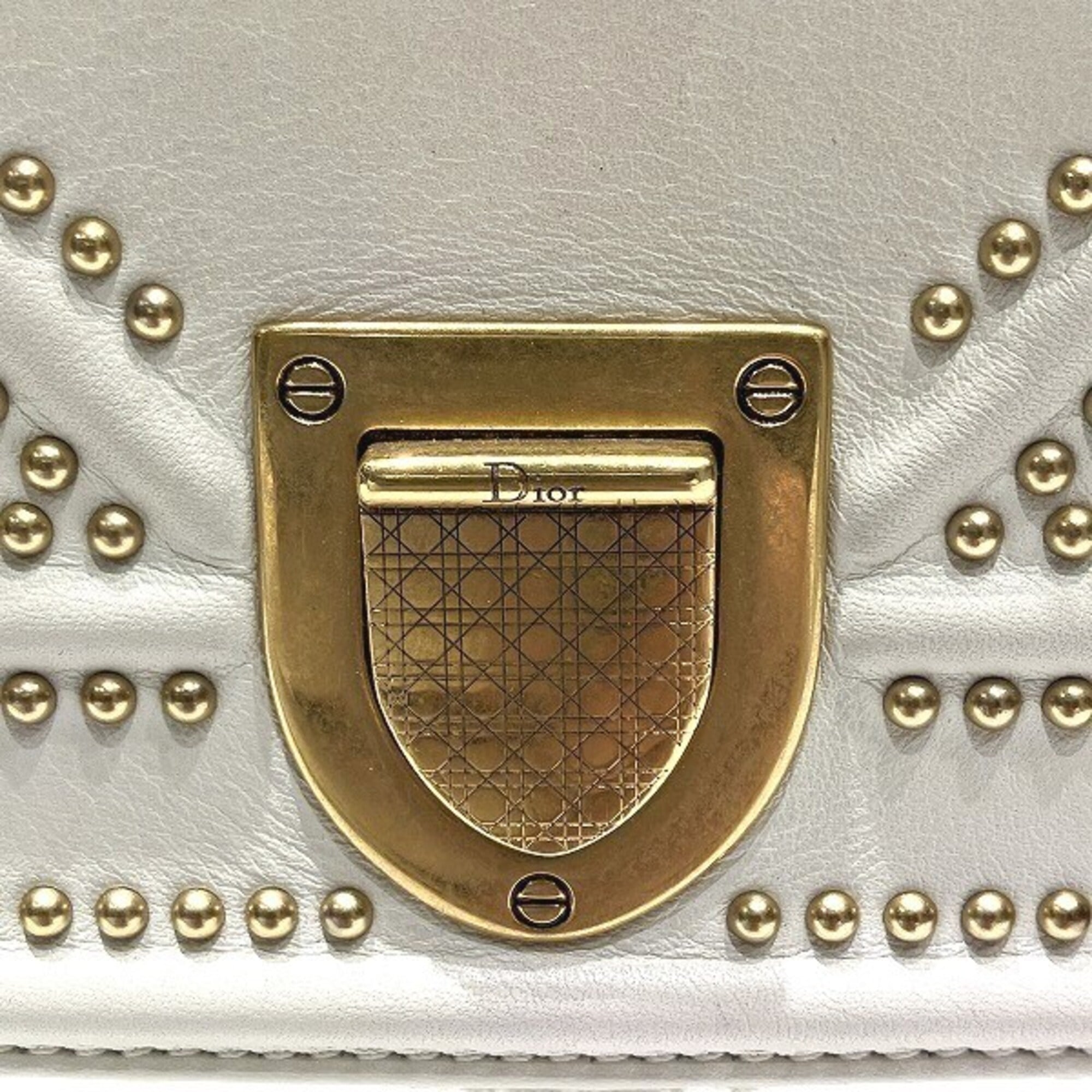 Christian Dior Ivory Leather Handbag Shoulder Bag (Pre-Owned)