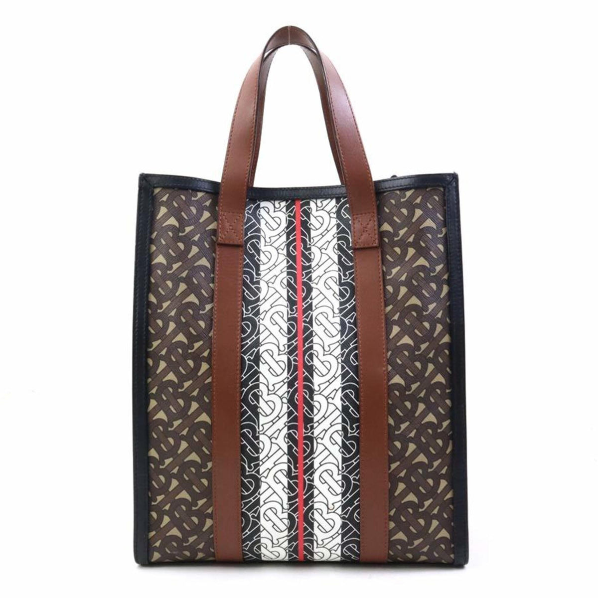 Burberry Black Brown White Pvc Leather Handbag Shoulder Bag (Pre-Owned)