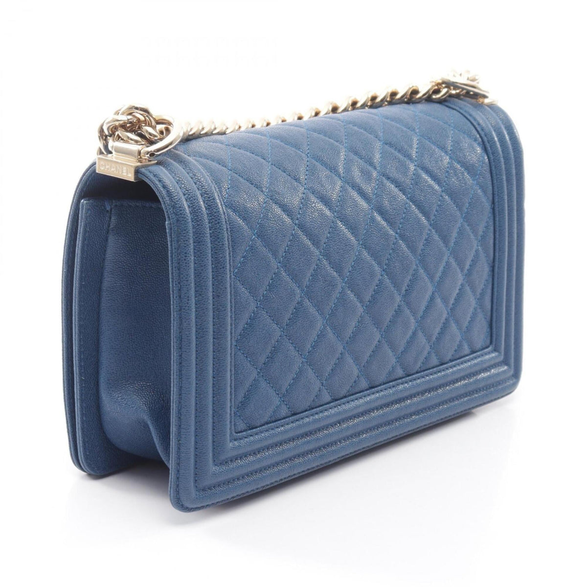 Chanel Blue Grained Calfskin Handbag Shoulder Bag (Pre-Owned)