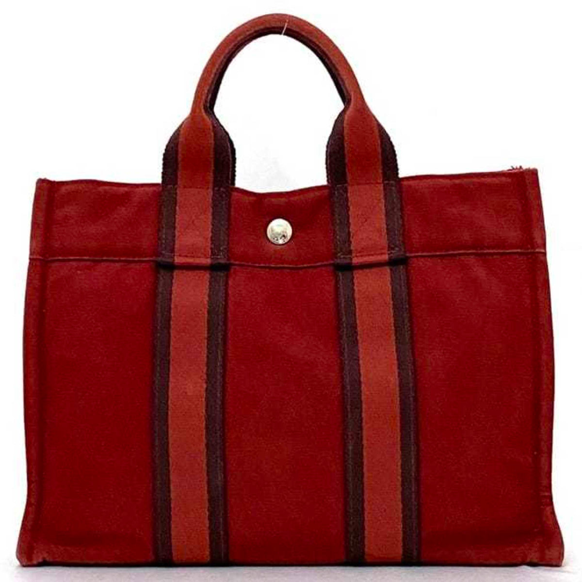 Hermes Red Color Canvas Handbag (Pre-Owned)