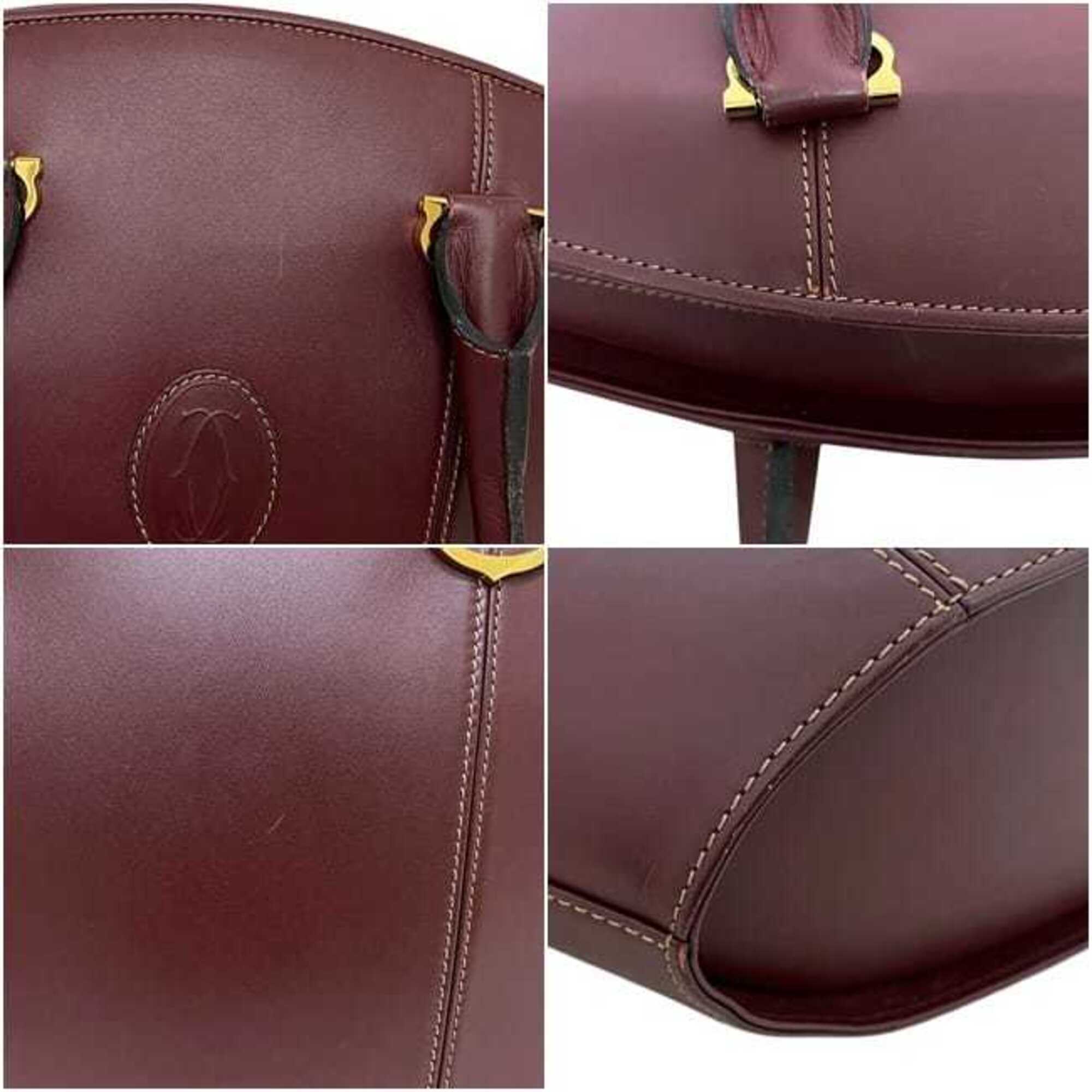 Cartier Bordeaux Leather Handbag Tote Bag (Pre-Owned)