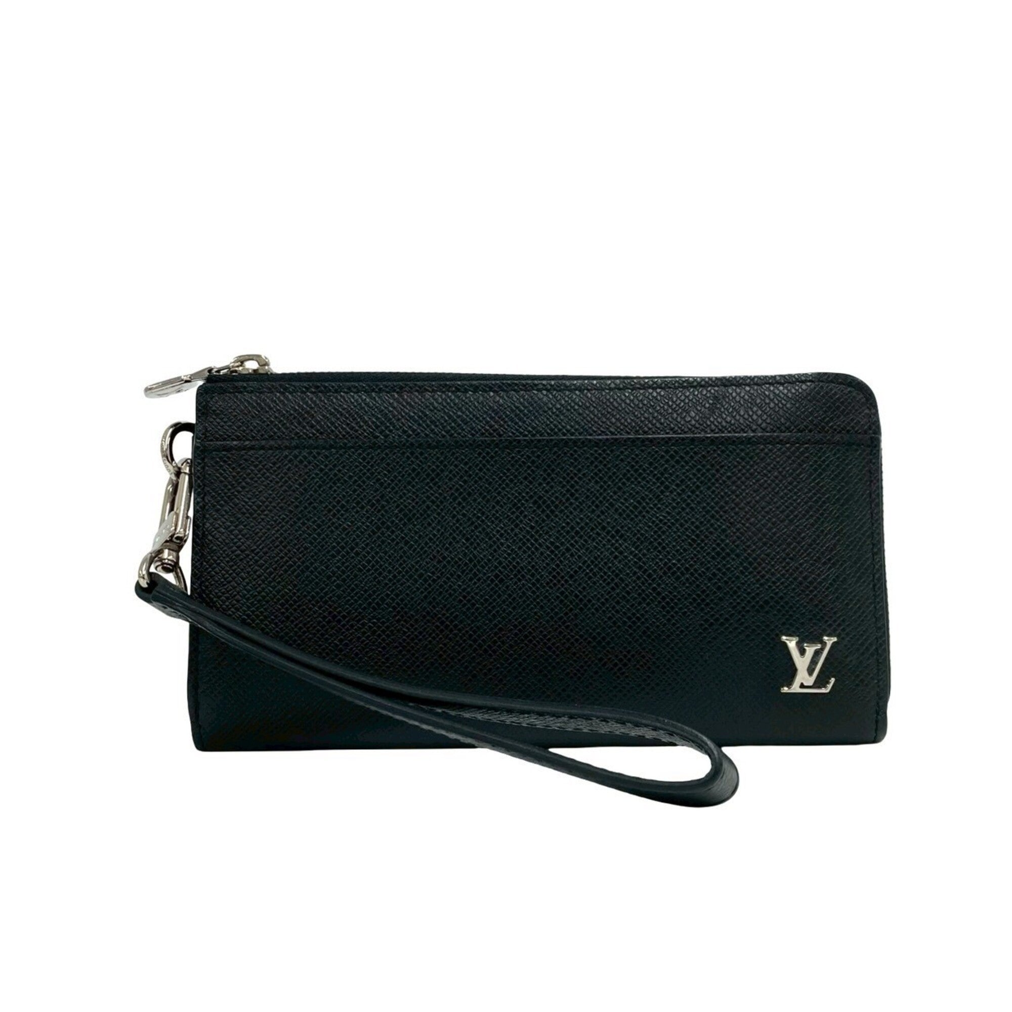 Louis Vuitton Black Leather Long Wallet (Bi-Fold) (Pre-Owned)
