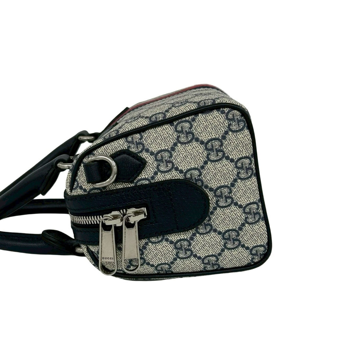 Gucci Navy Red Color Pvc Leather Handbag Shoulder Bag (Pre-Owned)