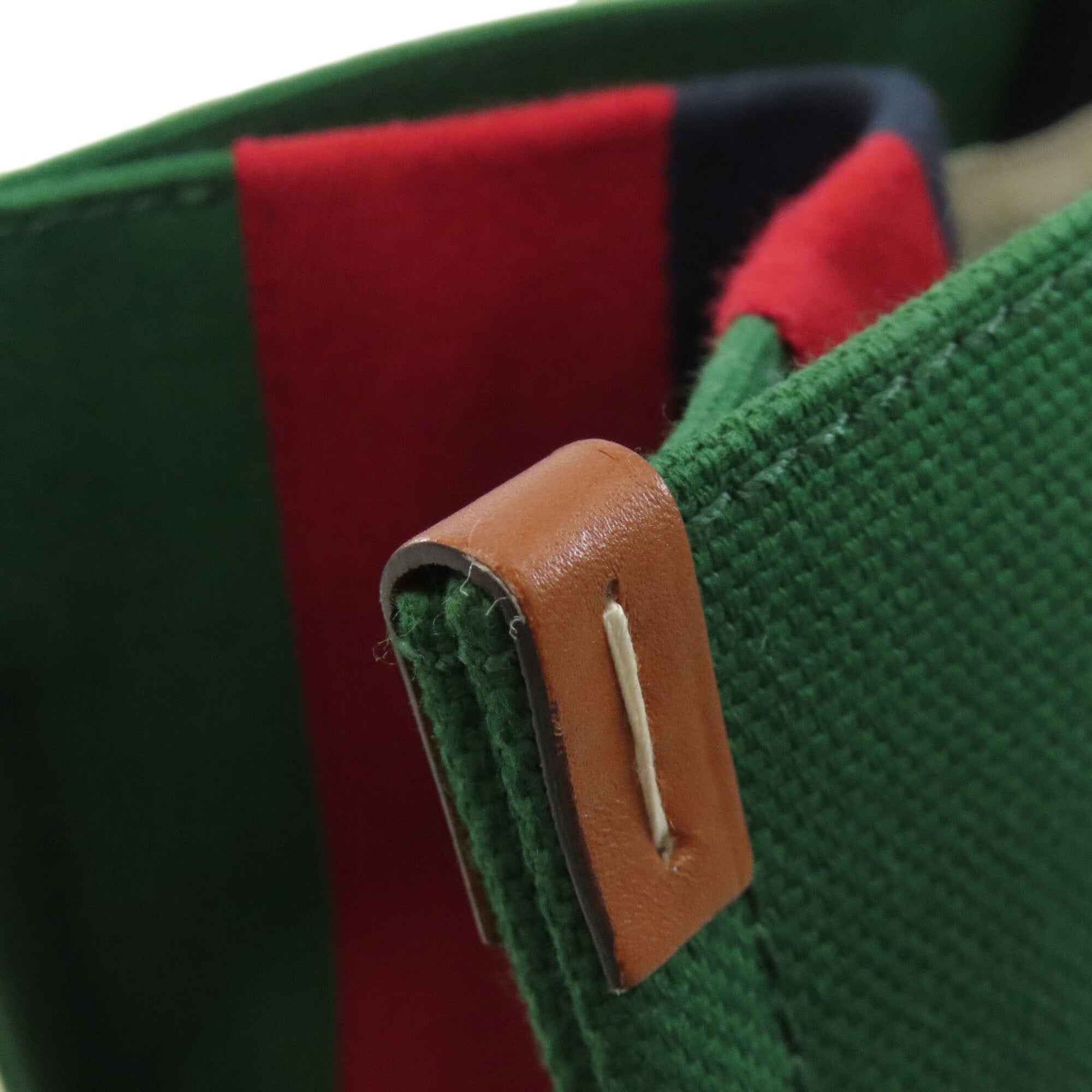 Gucci Brown Green Red Color Canvas Tote Bag (Pre-Owned)