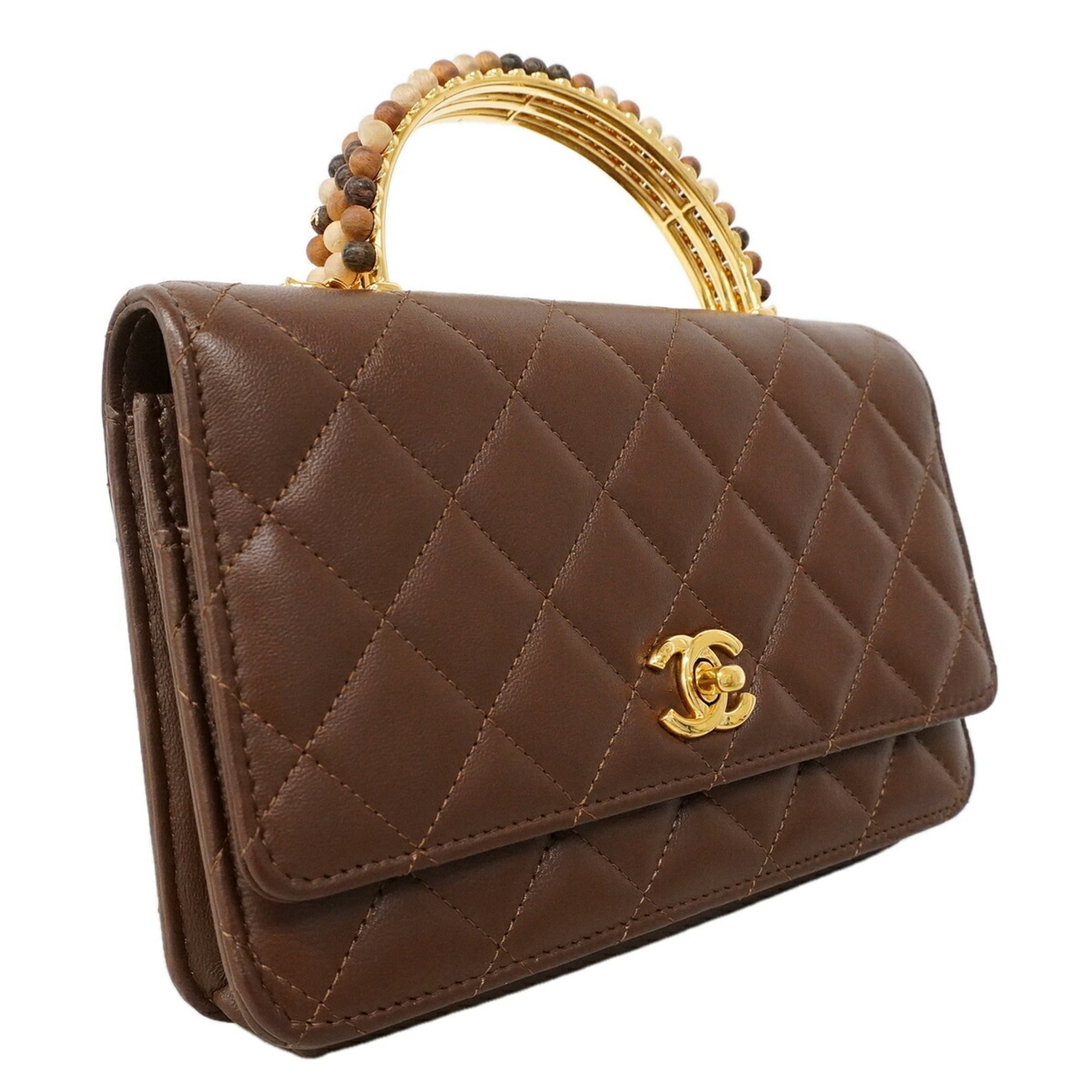 Chanel Brown Leather Chain/Shoulder Wallet (Pre-Owned)