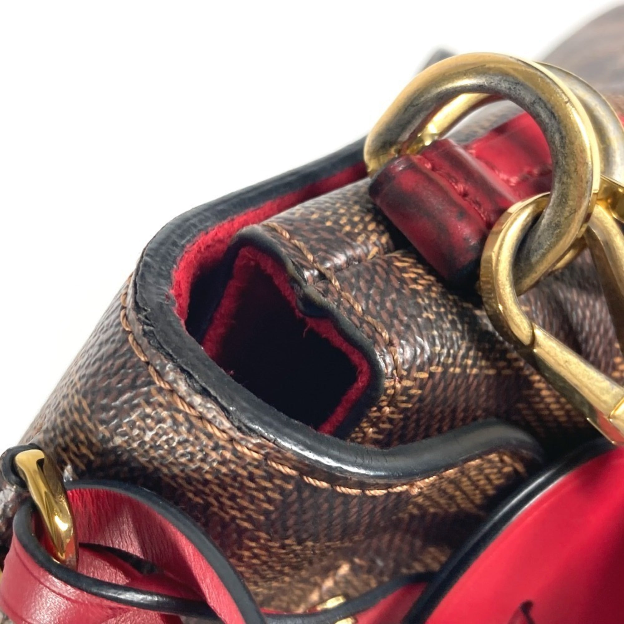 Louis Vuitton Brown Damier Canvas Ebene Galle Red Color Damier Canvas Handbag Shoulder Bag Tote Bag (Pre-Owned)