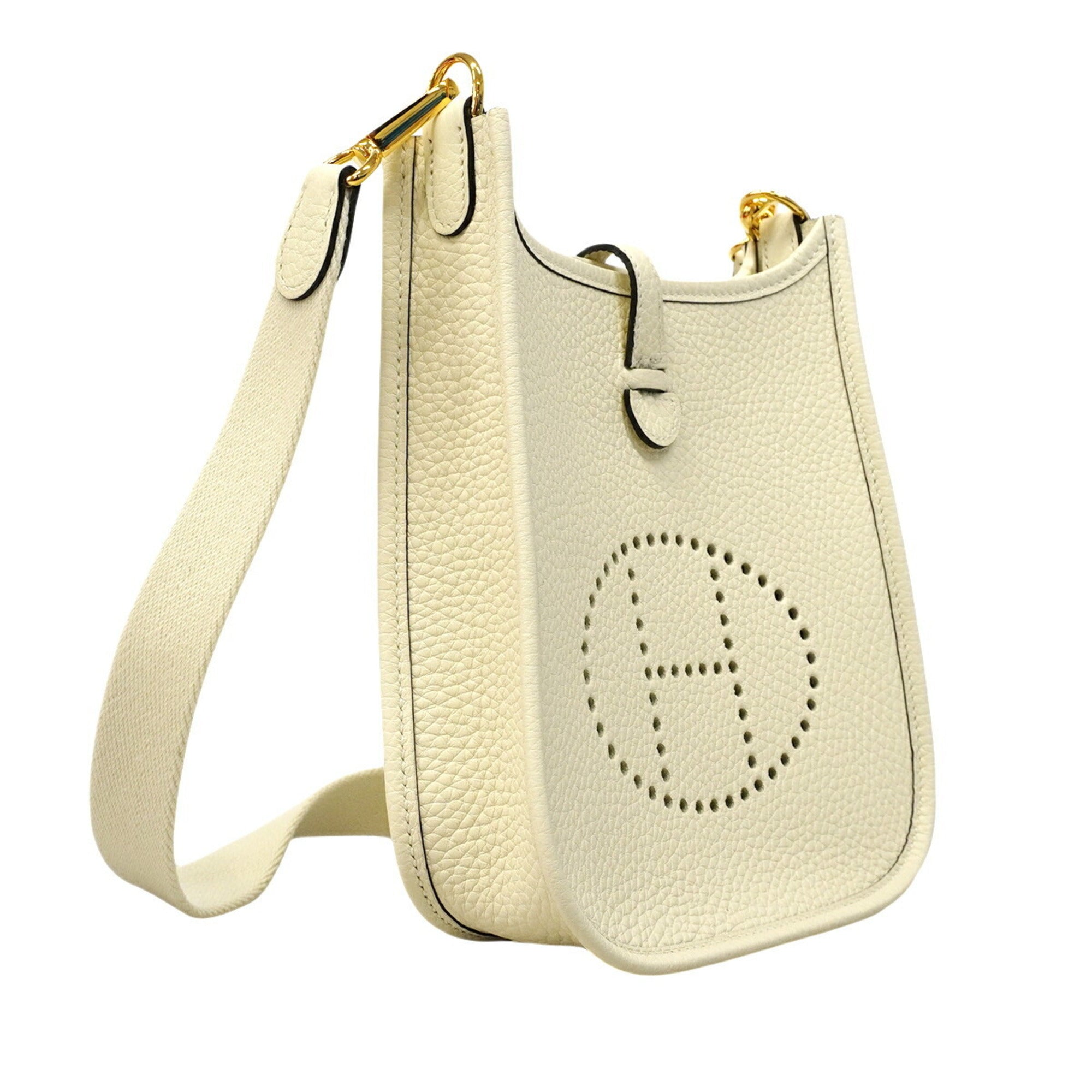 Hermes Cream Taurillon Clemence Leather Shoulder Bag (Pre-Owned)