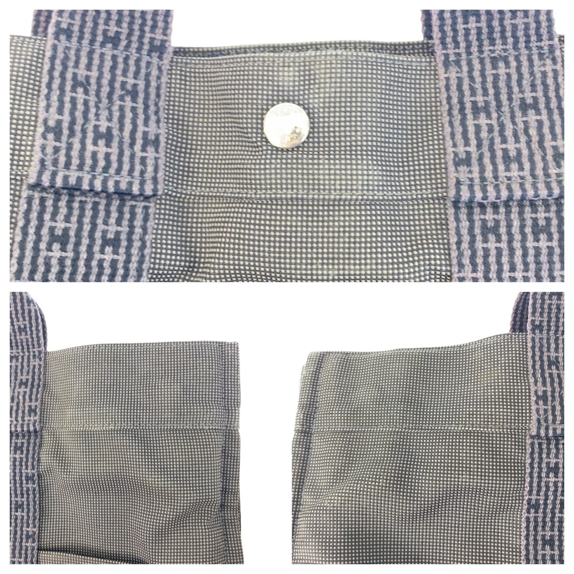 Hermes Gray Canvas Handbag Tote Bag (Pre-Owned)