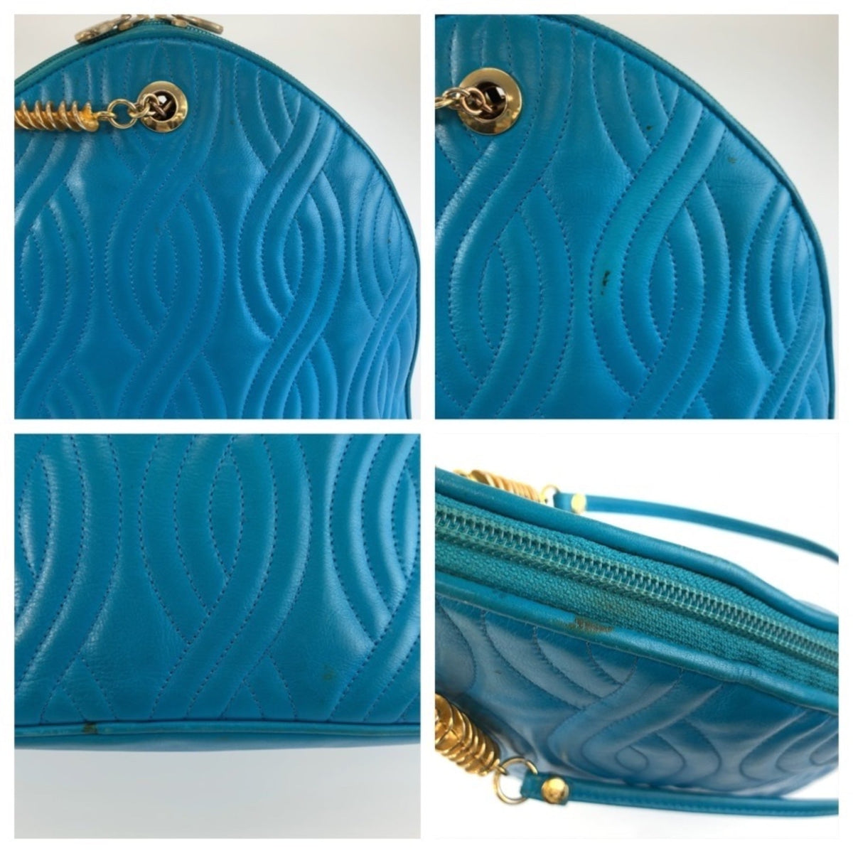 Fendi Blue Leather Pochette Shoulder Bag (Pre-Owned)