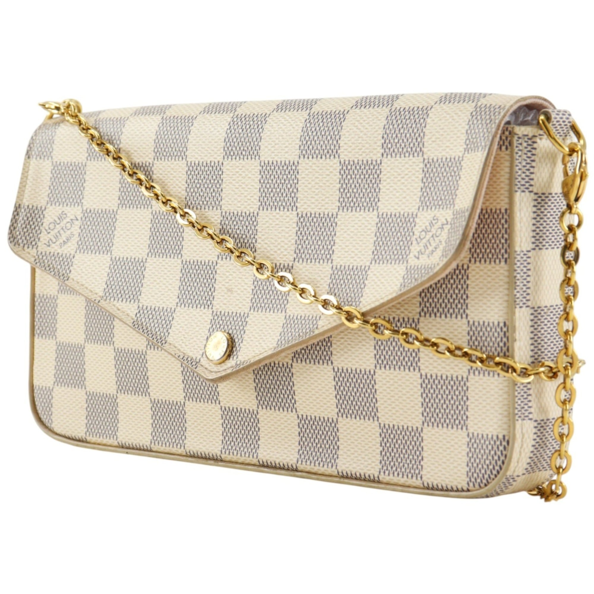 Louis Vuitton White Damier Azur Canvas Shoulder Bag (Pre-Owned)
