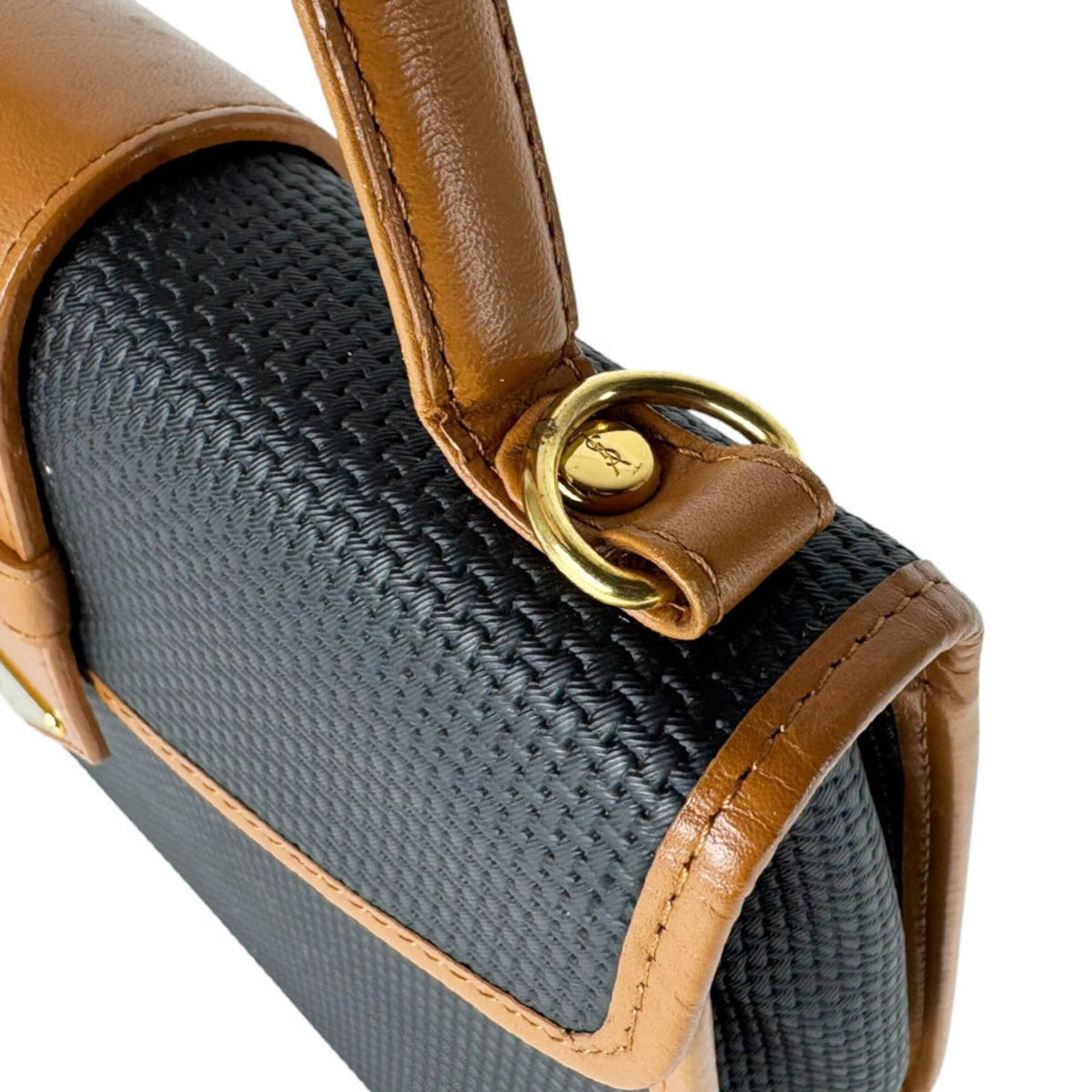 Yves Saint Laurent Black Camel Coated Canvas Leather Handbag Shoulder Bag (Pre-Owned)